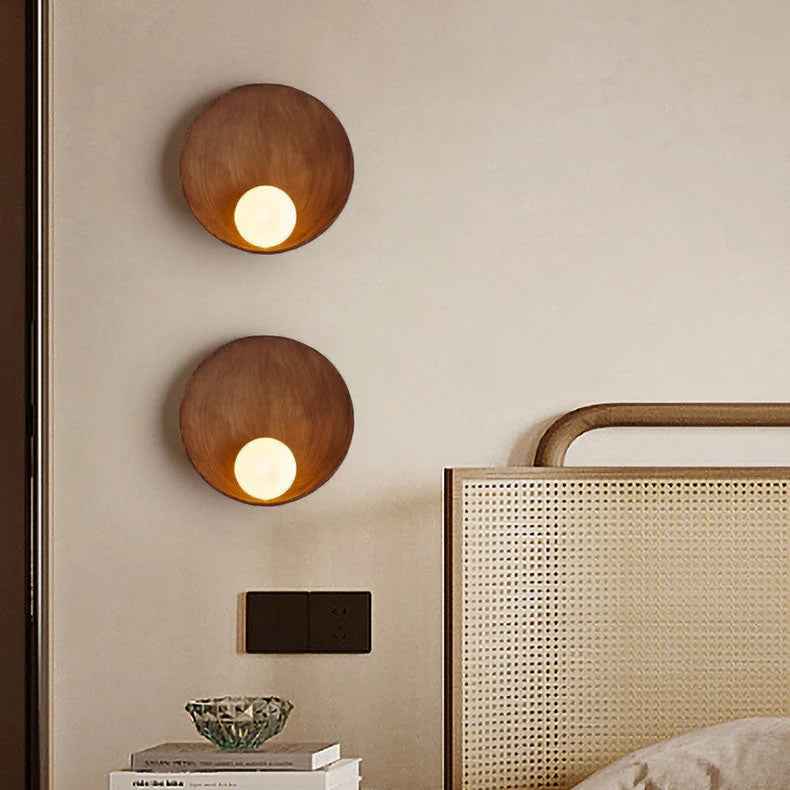 Contemporary Minimalist Round Iron and Resin 1-Light Wall Sconce
