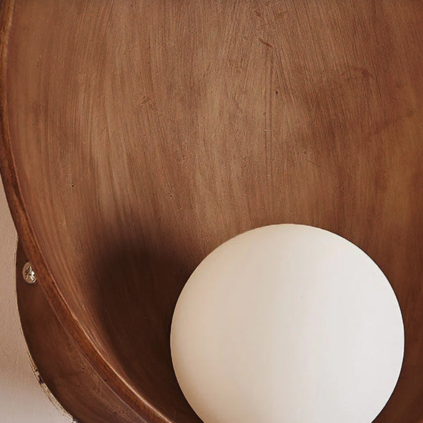 Contemporary Minimalist Round Iron and Resin 1-Light Wall Sconce
