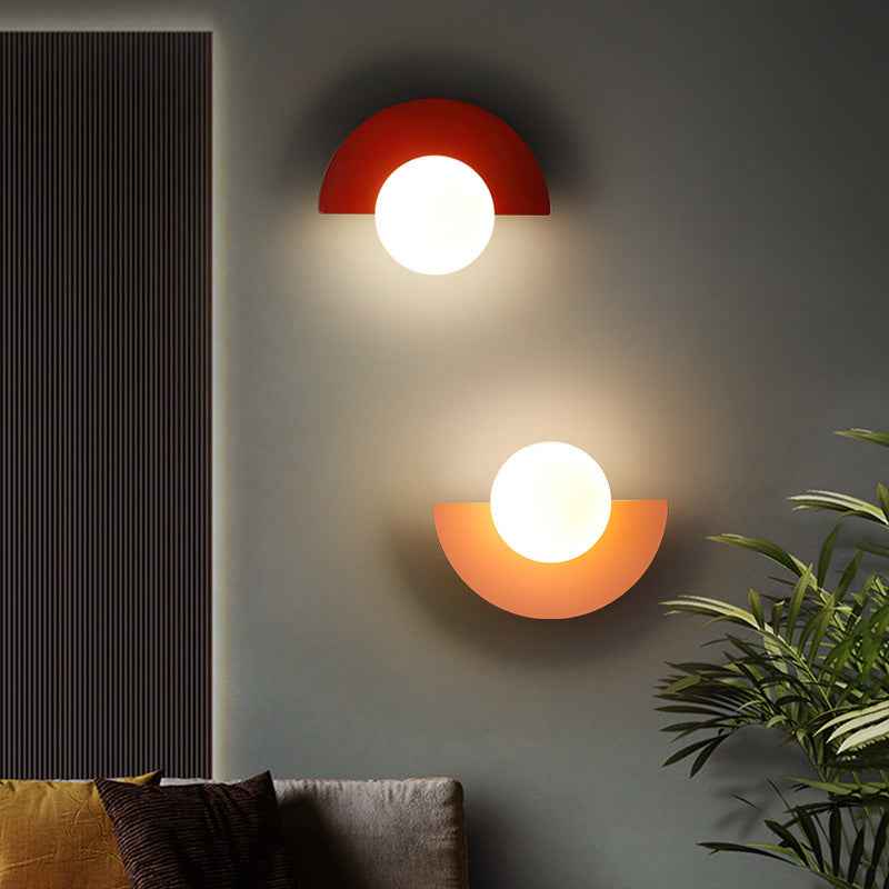 Contemporary Minimalist Colorful Glass Semi-Circle Wall Sconce Lamp with One Light