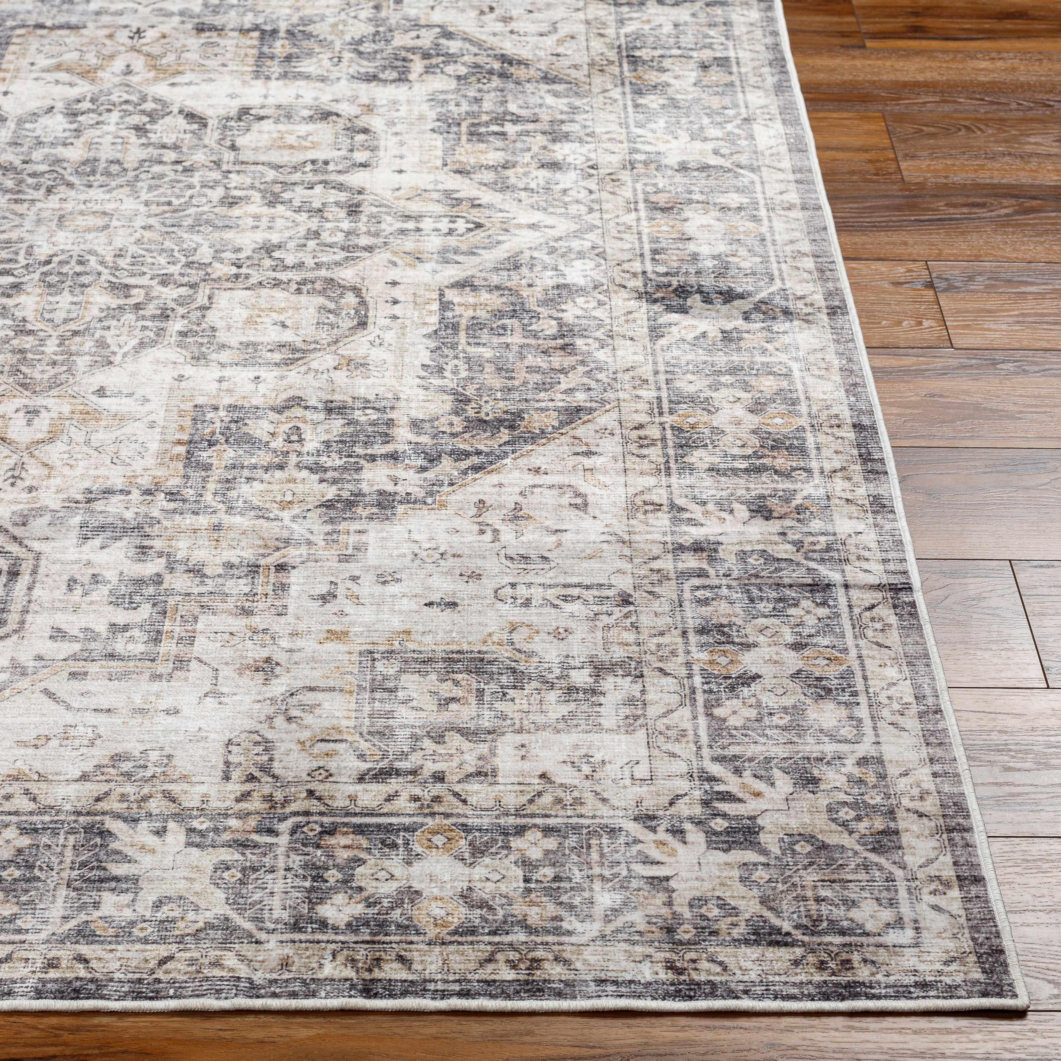 Bela Washable Area Rug  Low Pile  Machine Woven Polyester