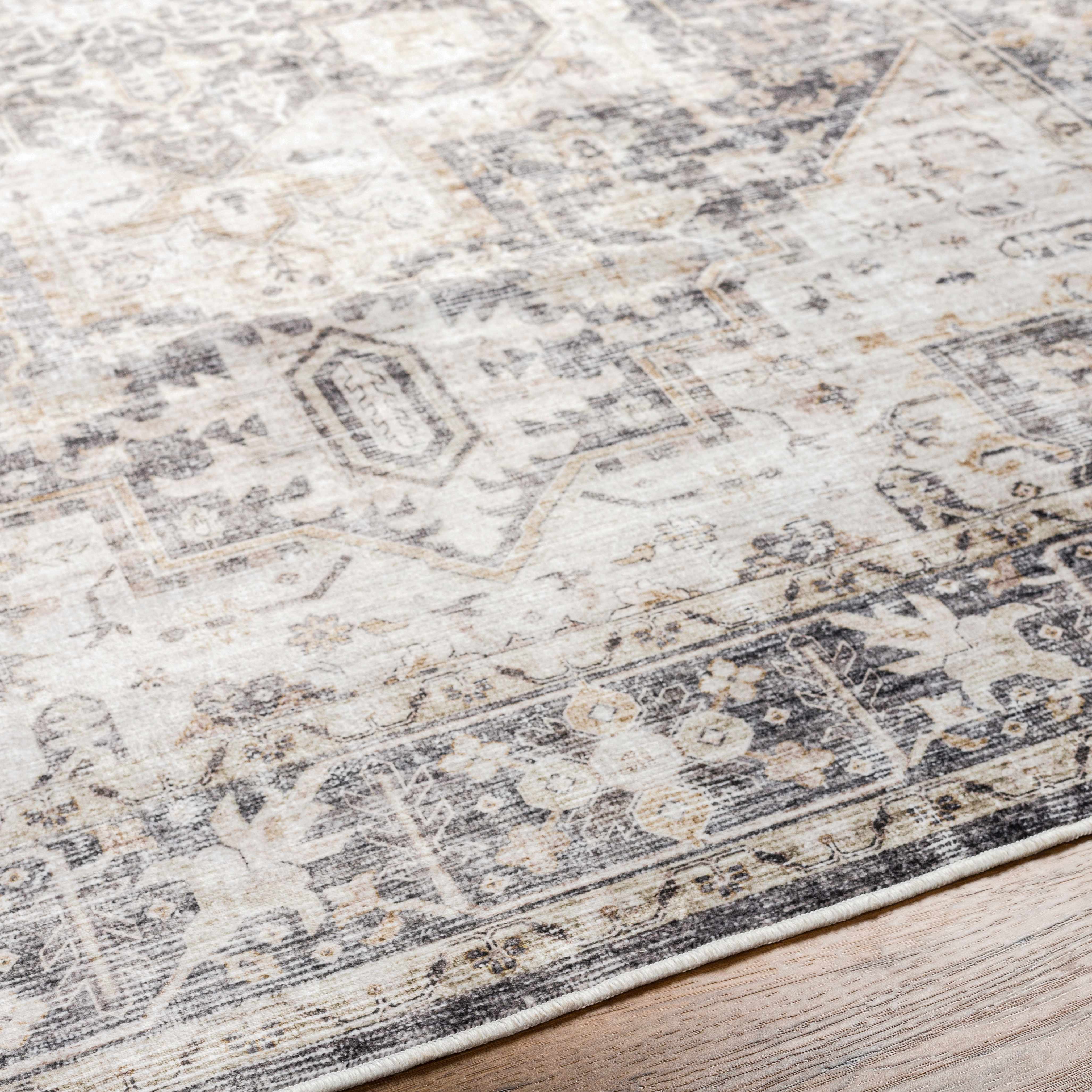 Bela Washable Area Rug  Low Pile  Machine Woven Polyester