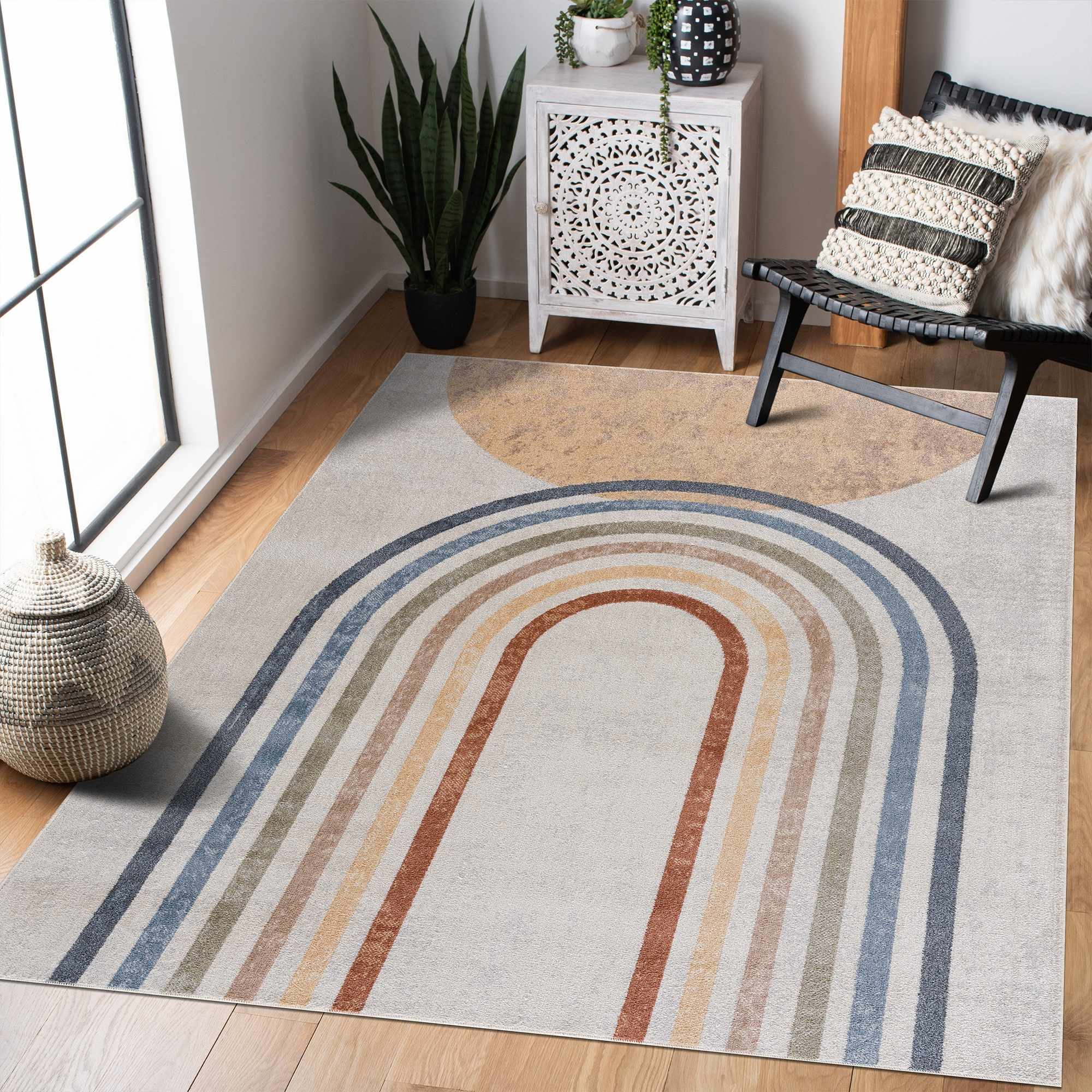 Giza Area Rug  Machine Washable  Contemporary Design