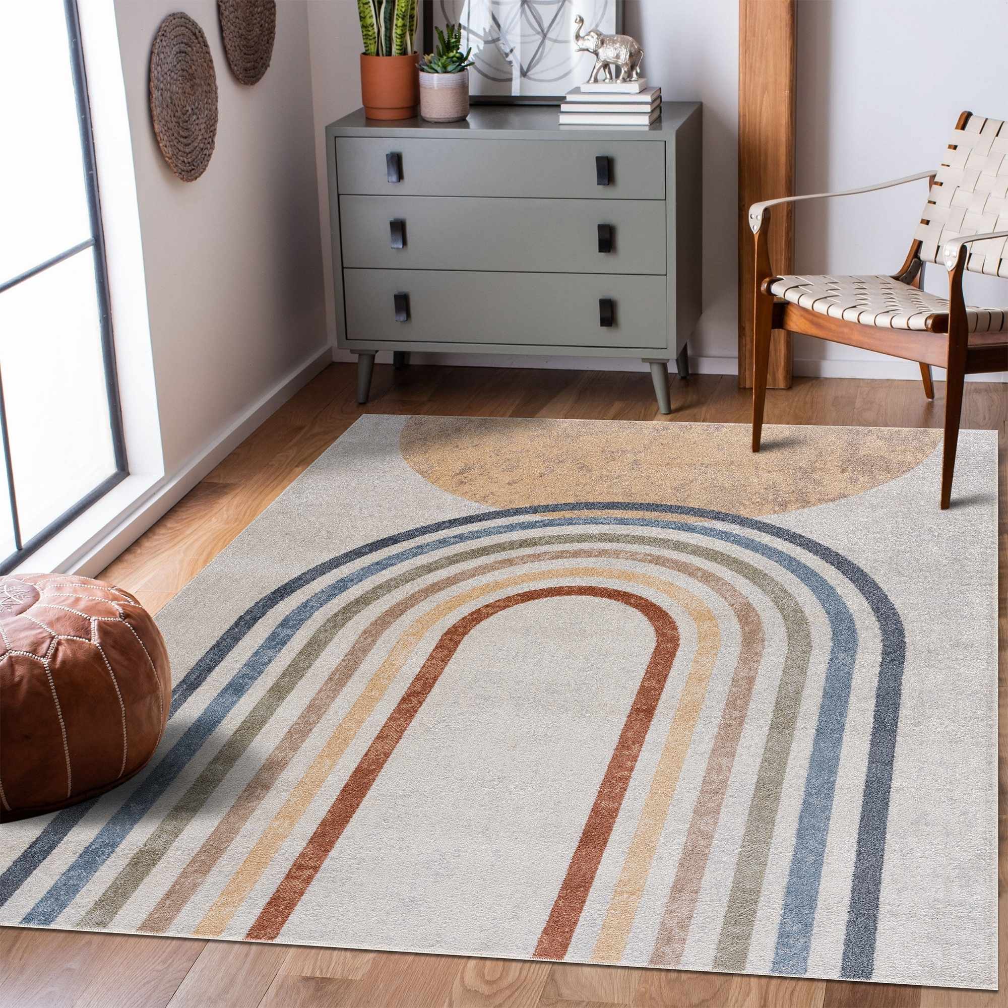 Giza Area Rug  Machine Washable  Contemporary Design