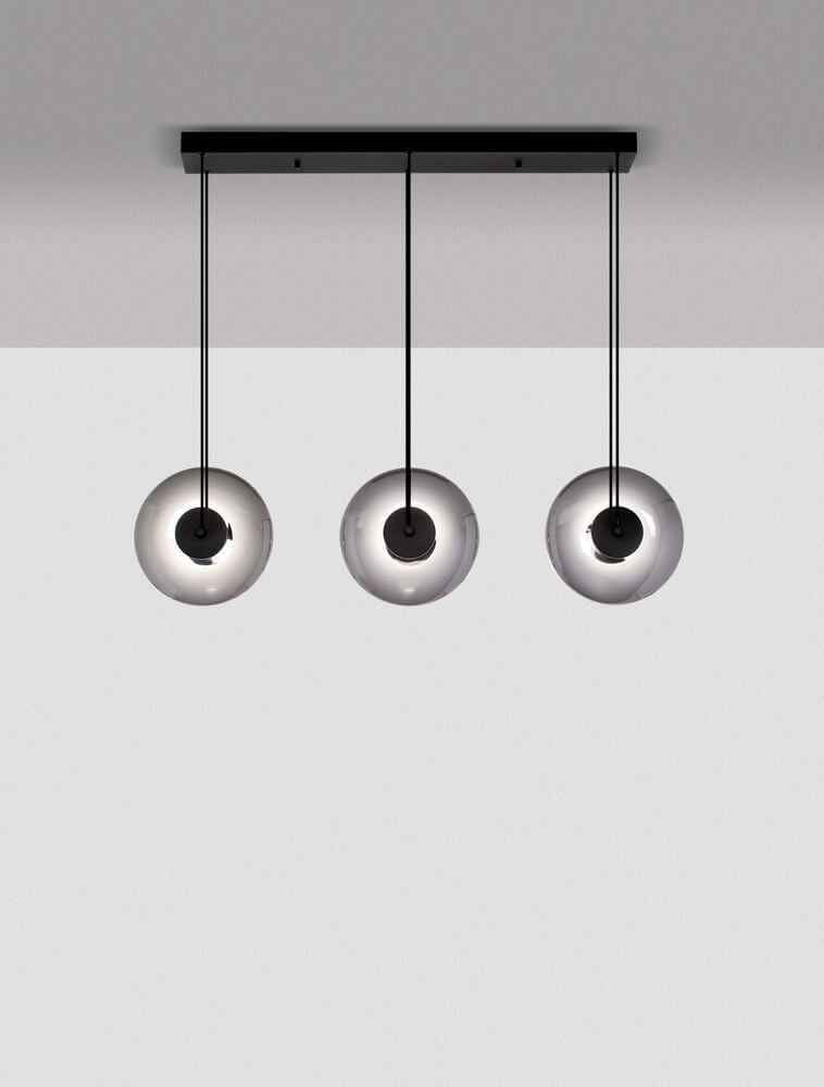 Bela Pendant Light | Dimmable LED, Black & Smoked Glass