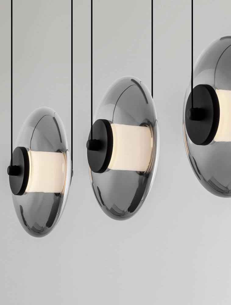 Bela Pendant Light | Dimmable LED, Black & Smoked Glass