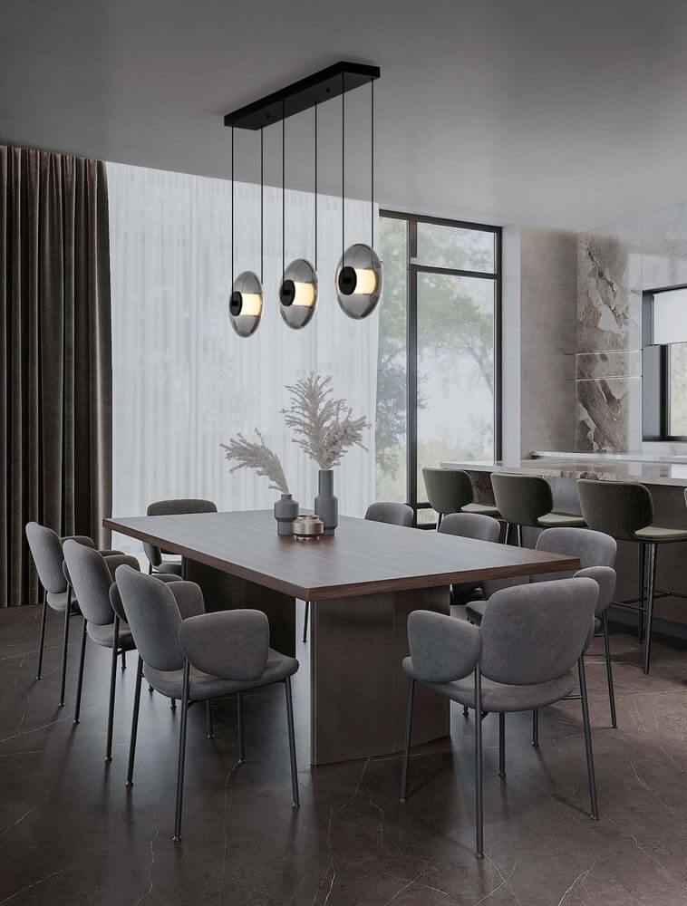Bela Pendant Light | Dimmable LED, Black & Smoked Glass