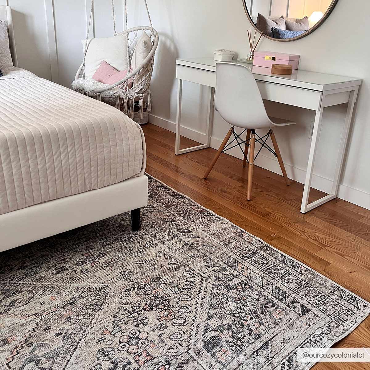 Bela Tan Area Rug  Machine Washable  Traditional Style