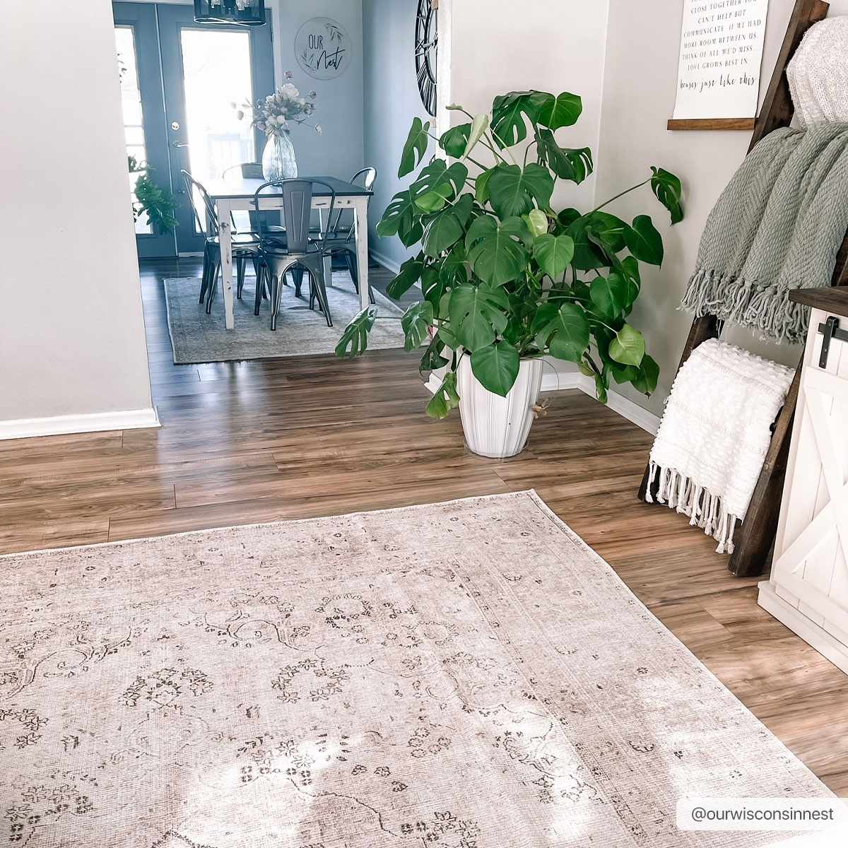 Bela Vintage Rug Machine Woven Chenille-Polyester, Washable