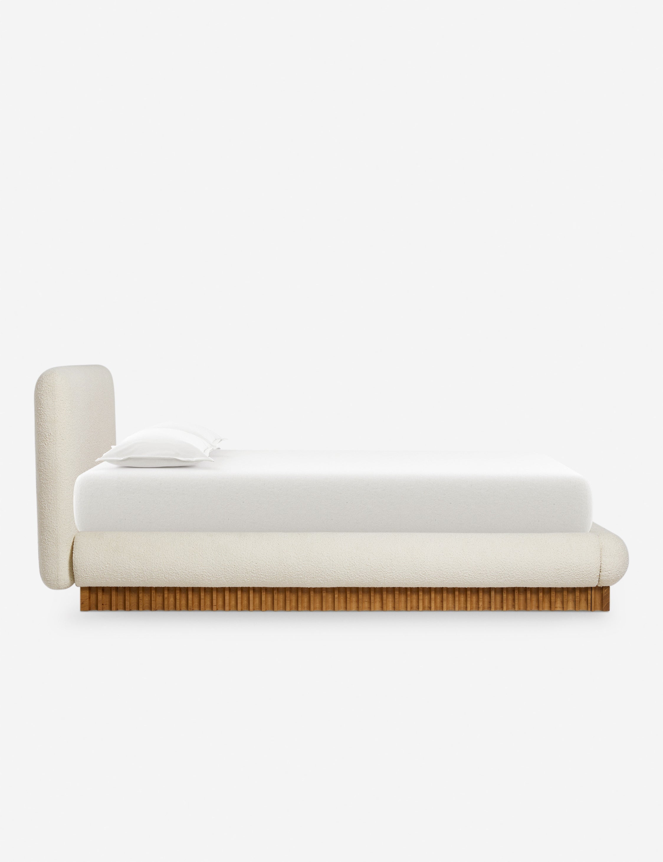 Bello Bed Frame | Plush Bouclé Upholstery, Rippled Wooden Base