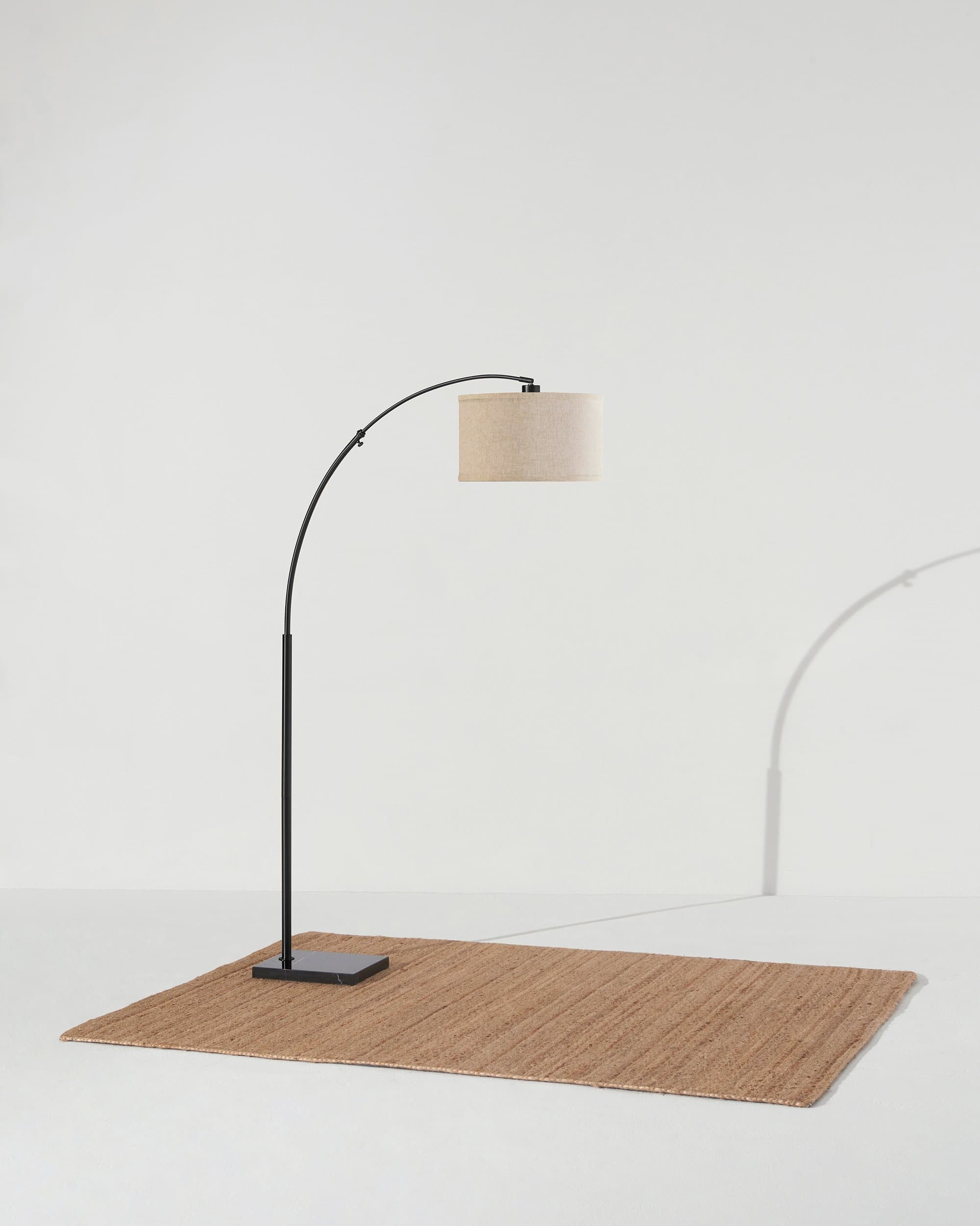 Luna Arc Floor Lamp | Natural Marble Base, Smart Home Compatible