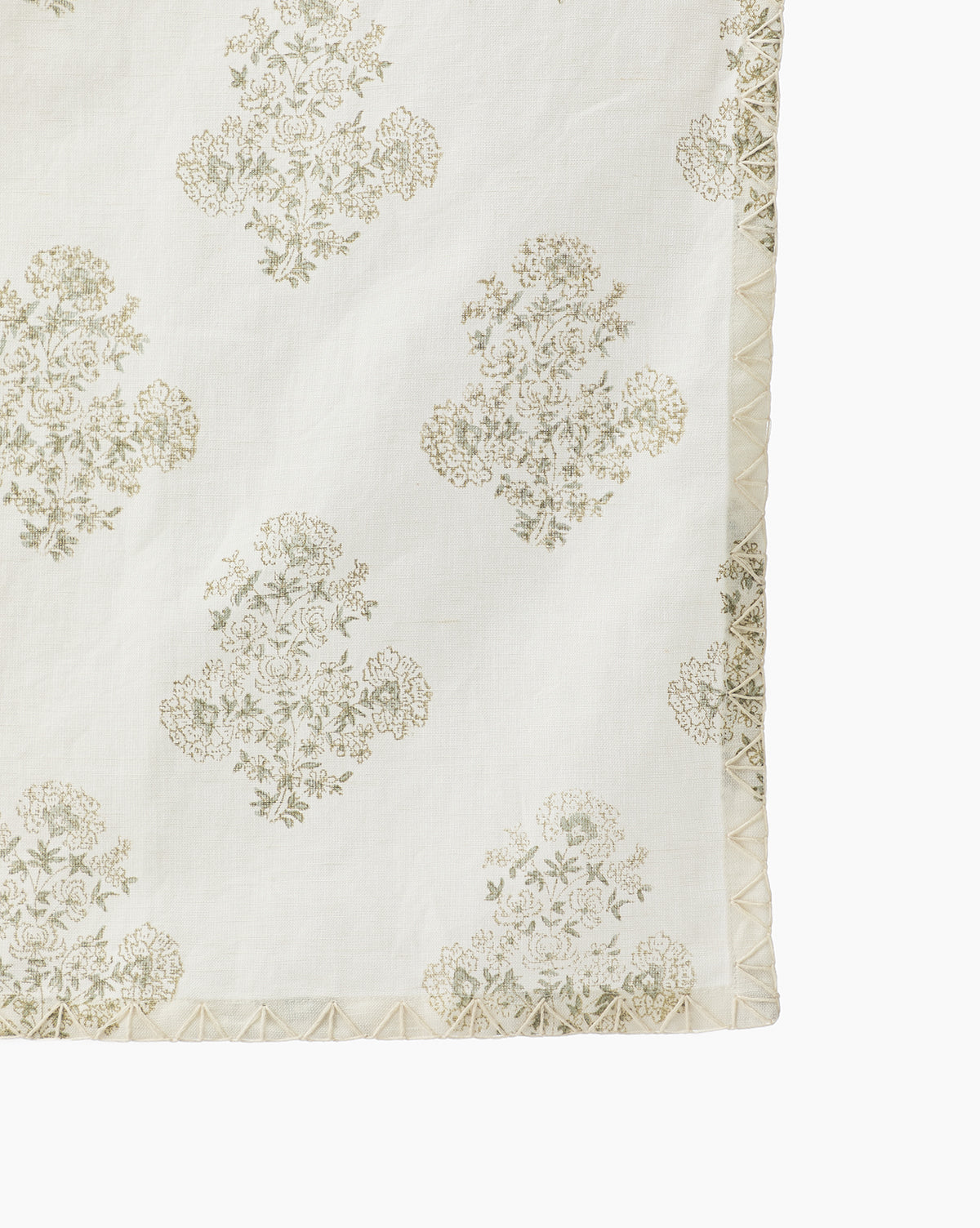Bela Block Print Shower Curtain  Vintage Floral Design
