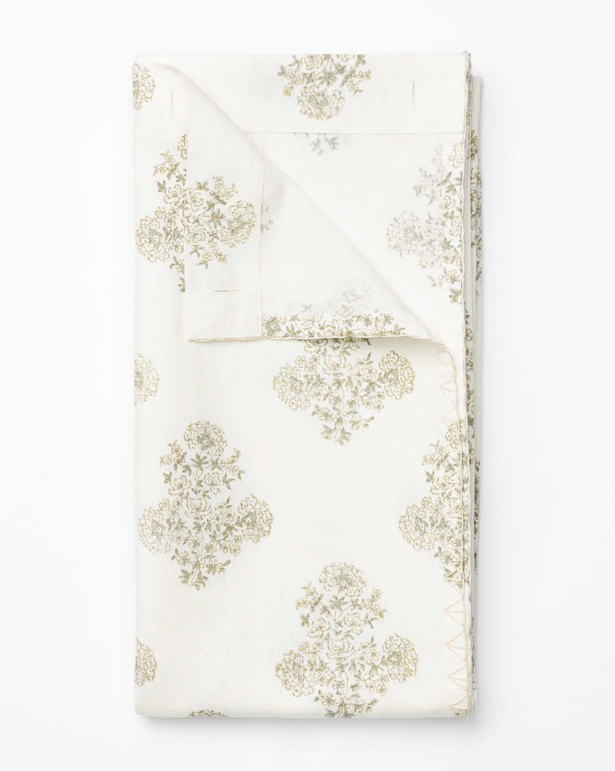 Bela Block Print Shower Curtain  Vintage Floral Design