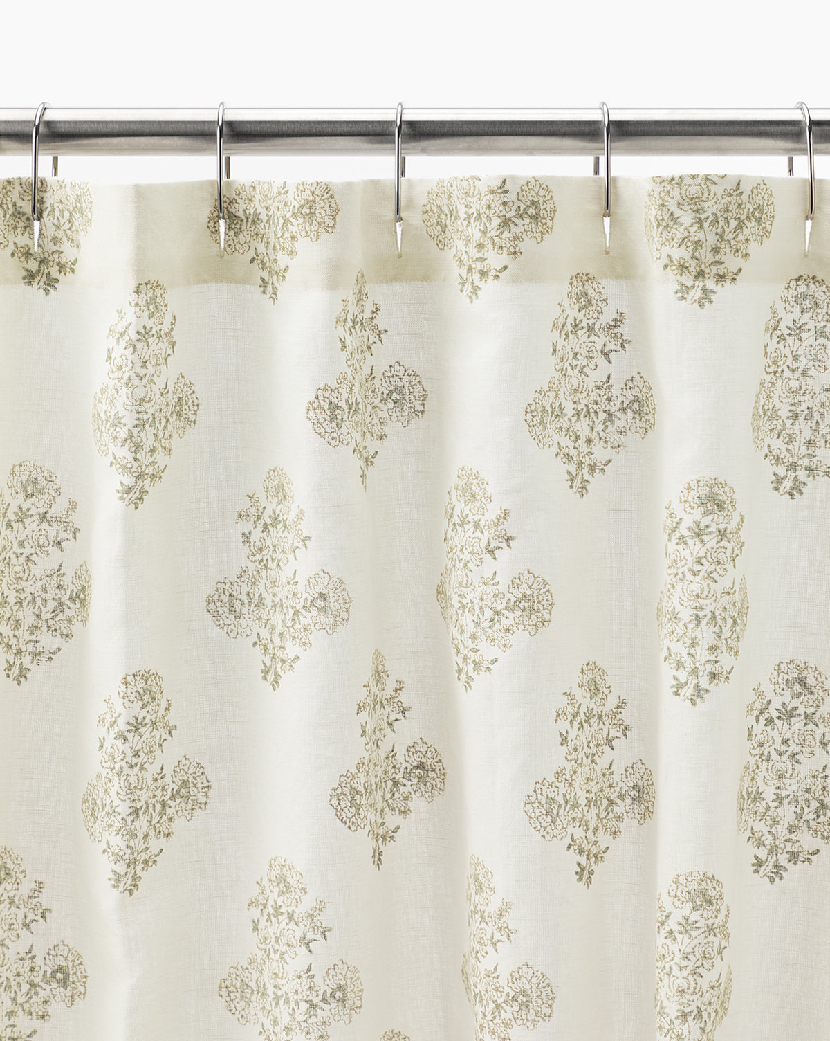 Bela Block Print Shower Curtain  Vintage Floral Design