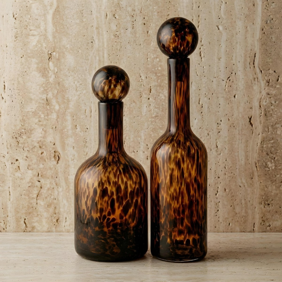 Bela Decorative Glass Decanter | Hand-Blown, 36 cm Tall