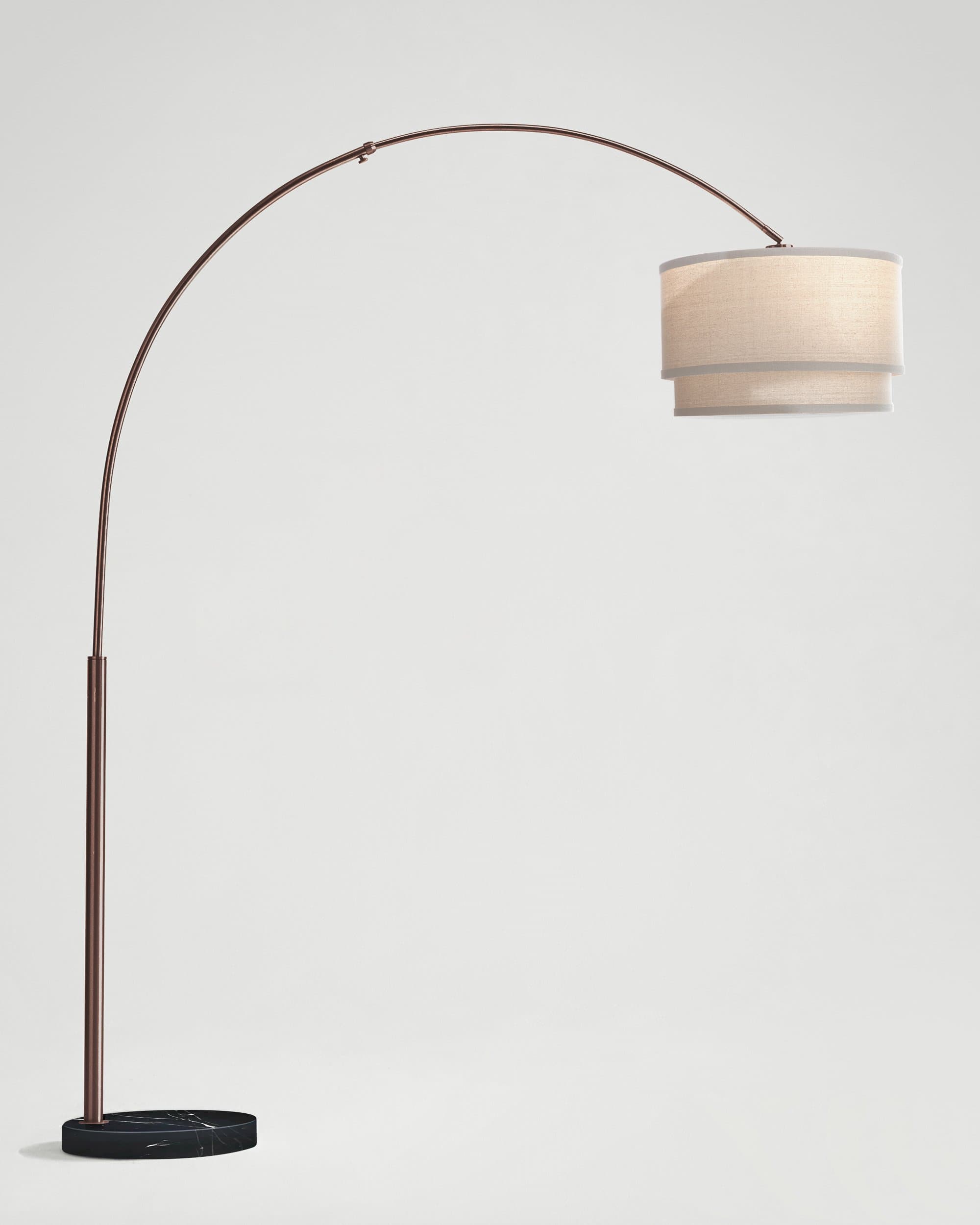 Mason Arc Floor Lamp | Marble Base, Double Cylinder Shade