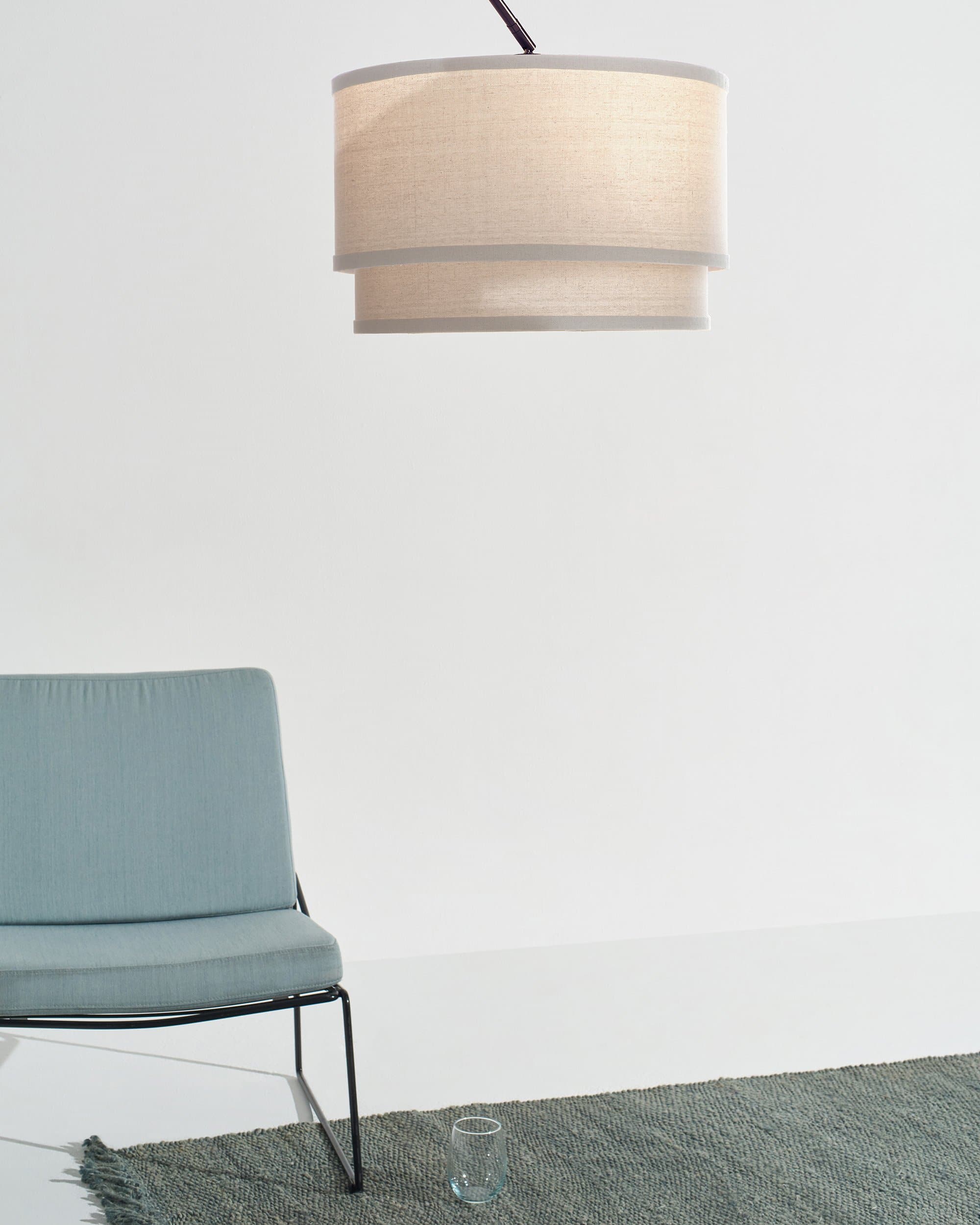 Mason Arc Floor Lamp | Marble Base, Double Cylinder Shade