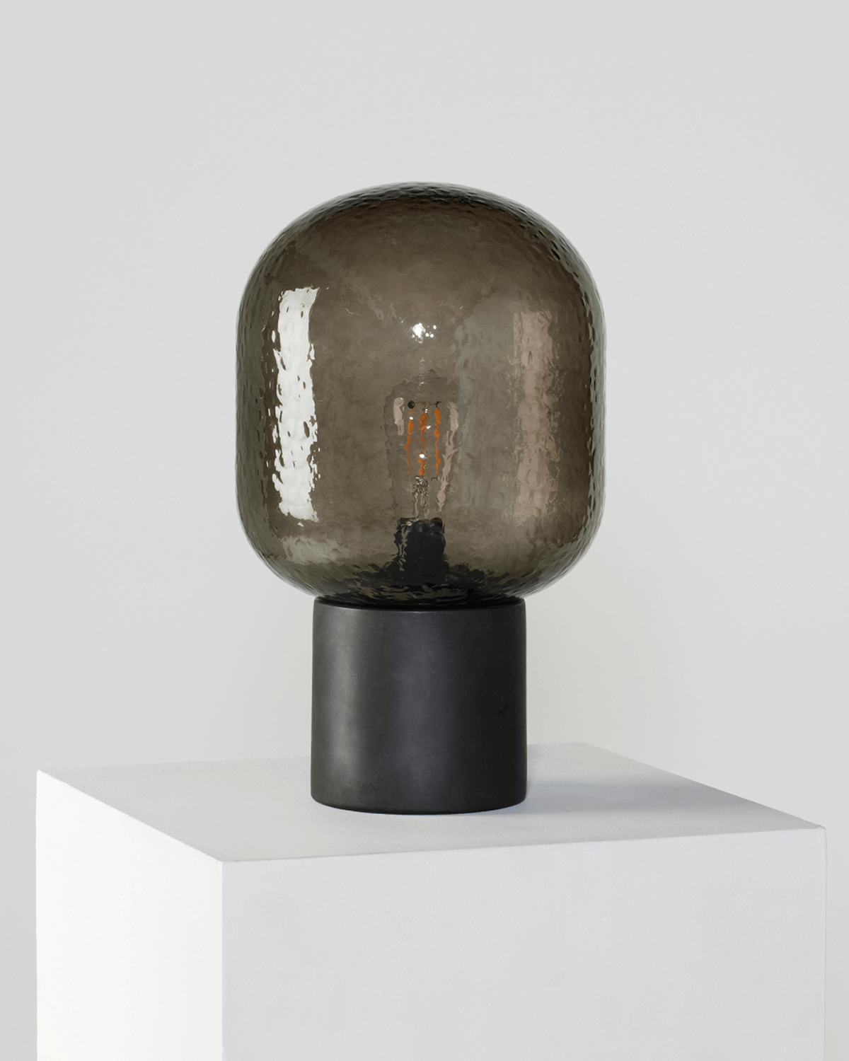 Bruno Table Lamp | Cement Base, Textured Glass Shade