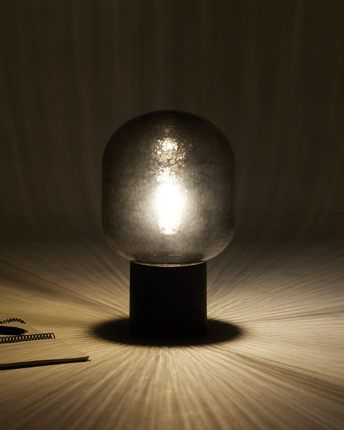 Bruno Table Lamp | Cement Base, Textured Glass Shade