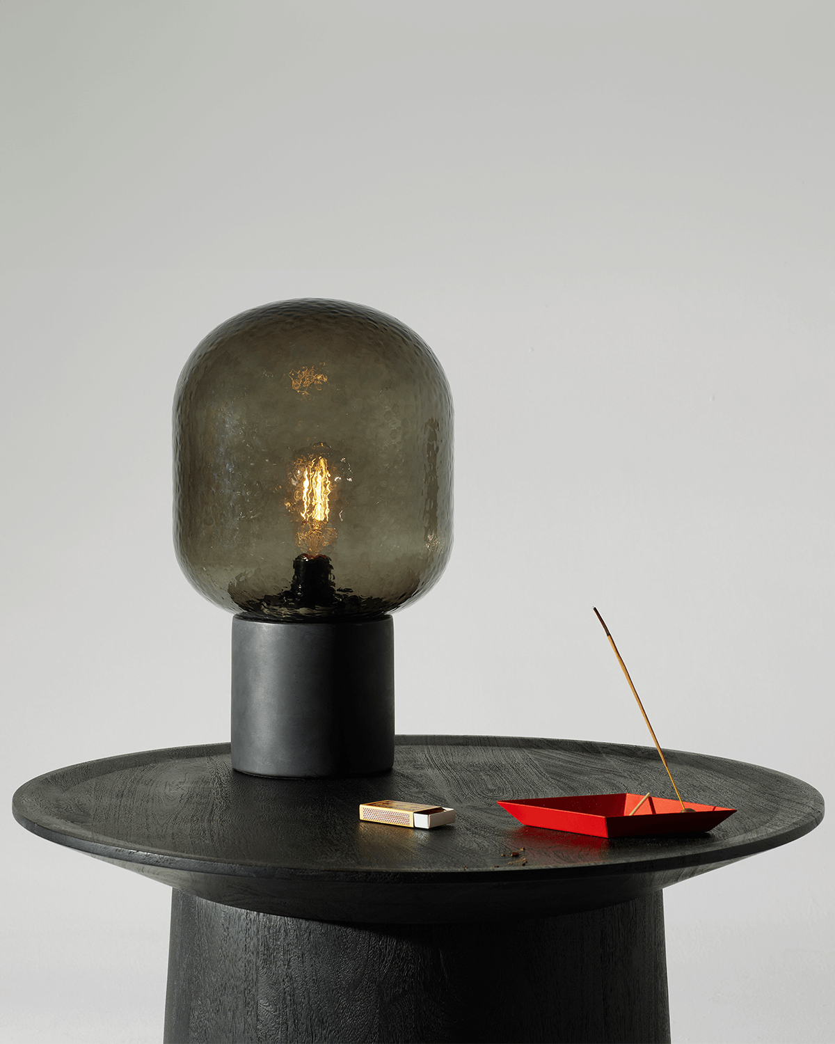Bruno Table Lamp | Cement Base, Textured Glass Shade