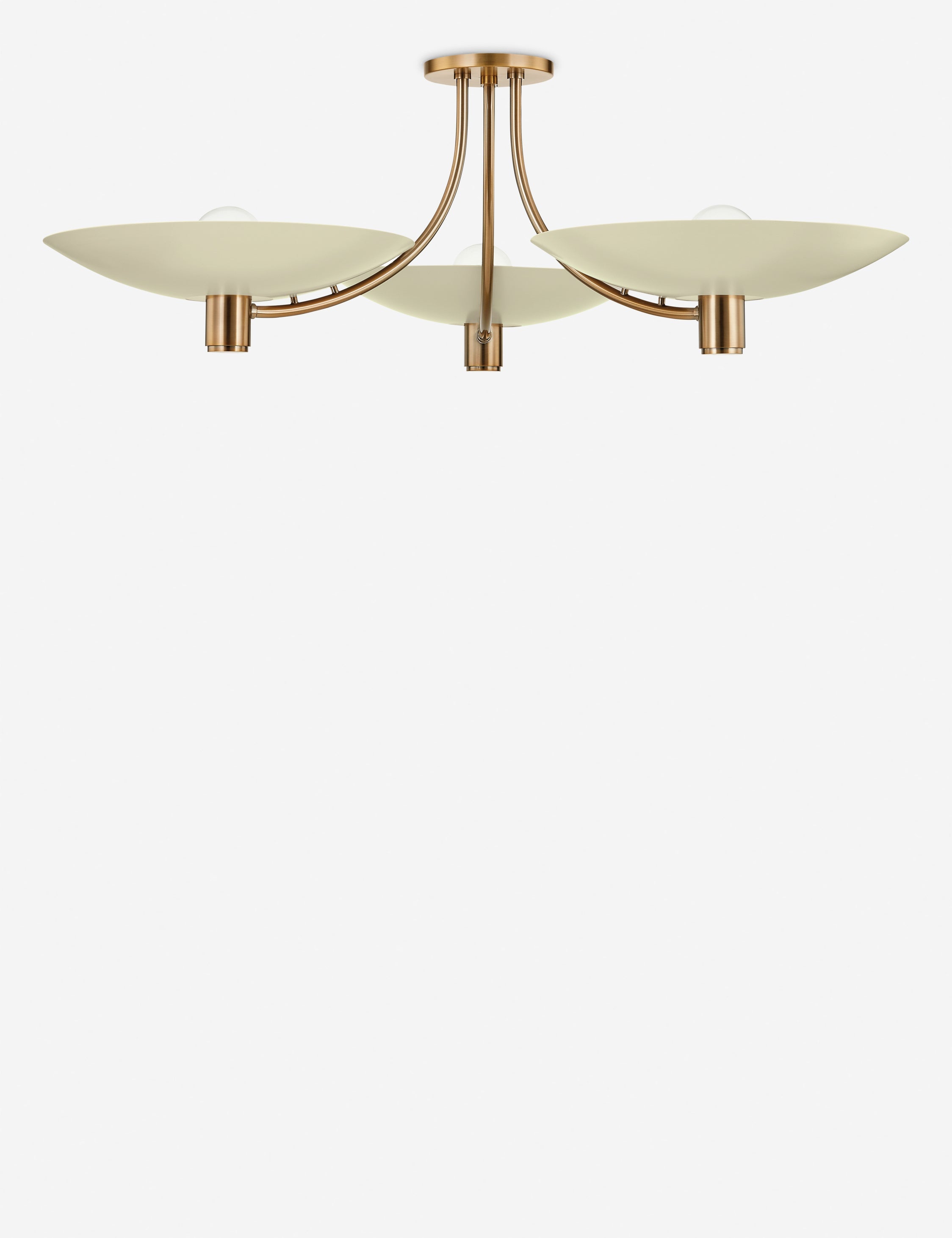Taro Semi-Flush Mount Light | Elegant Curved Arms, Three Bowl Shades
