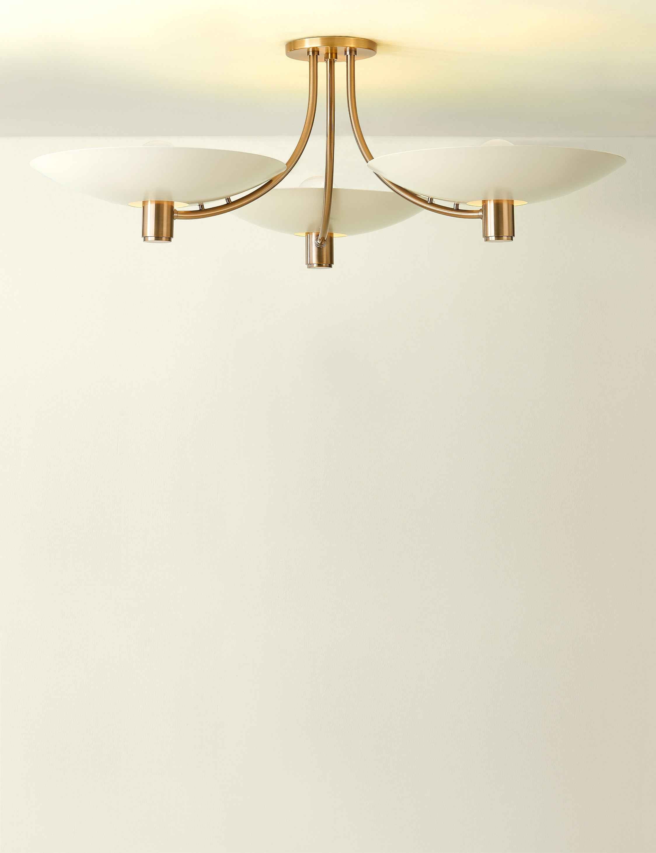 Taro Semi-Flush Mount Light | Elegant Curved Arms, Three Bowl Shades