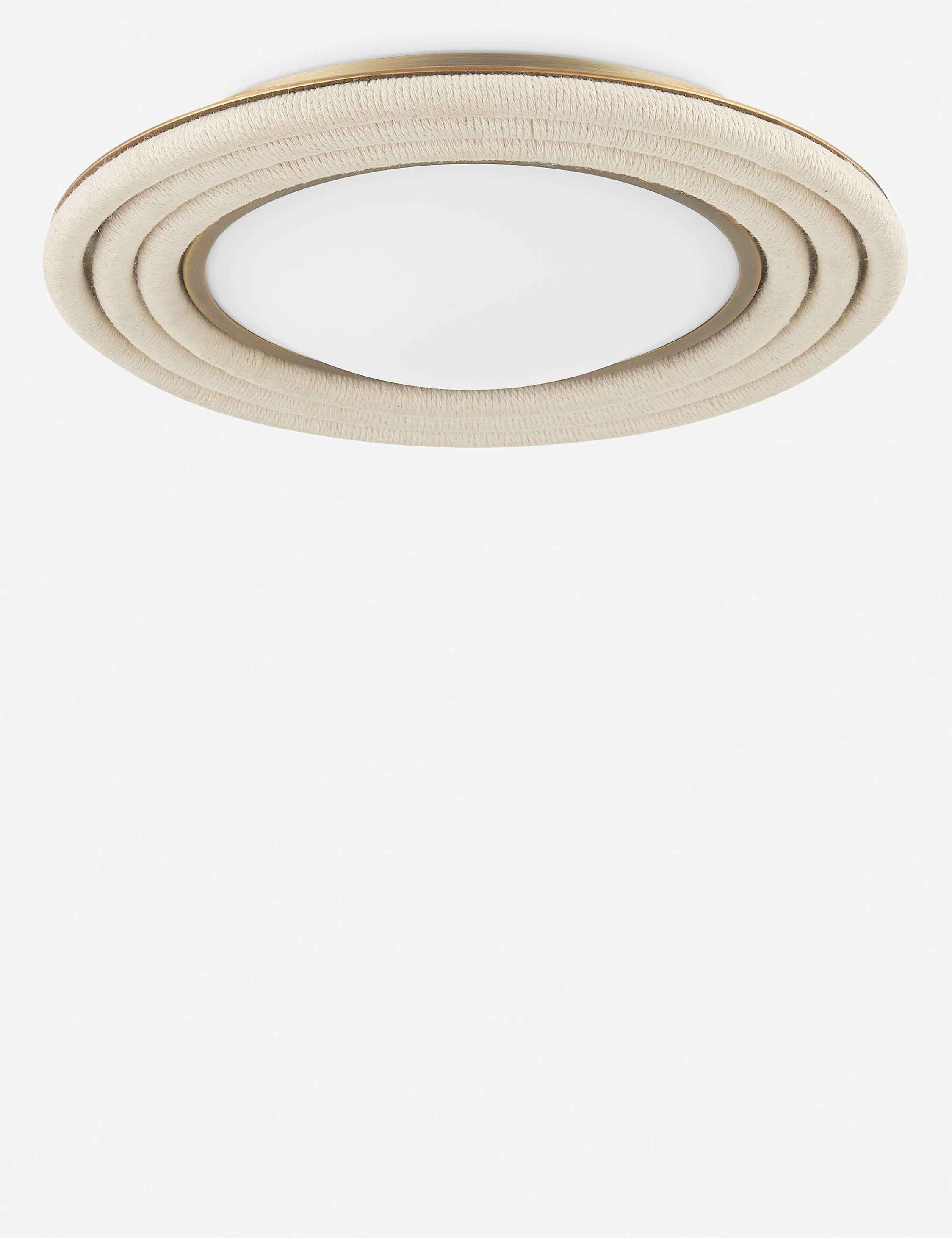 Rolo Flush Mount Light | Opal Matte Shade, Rope-Wrapped Detail