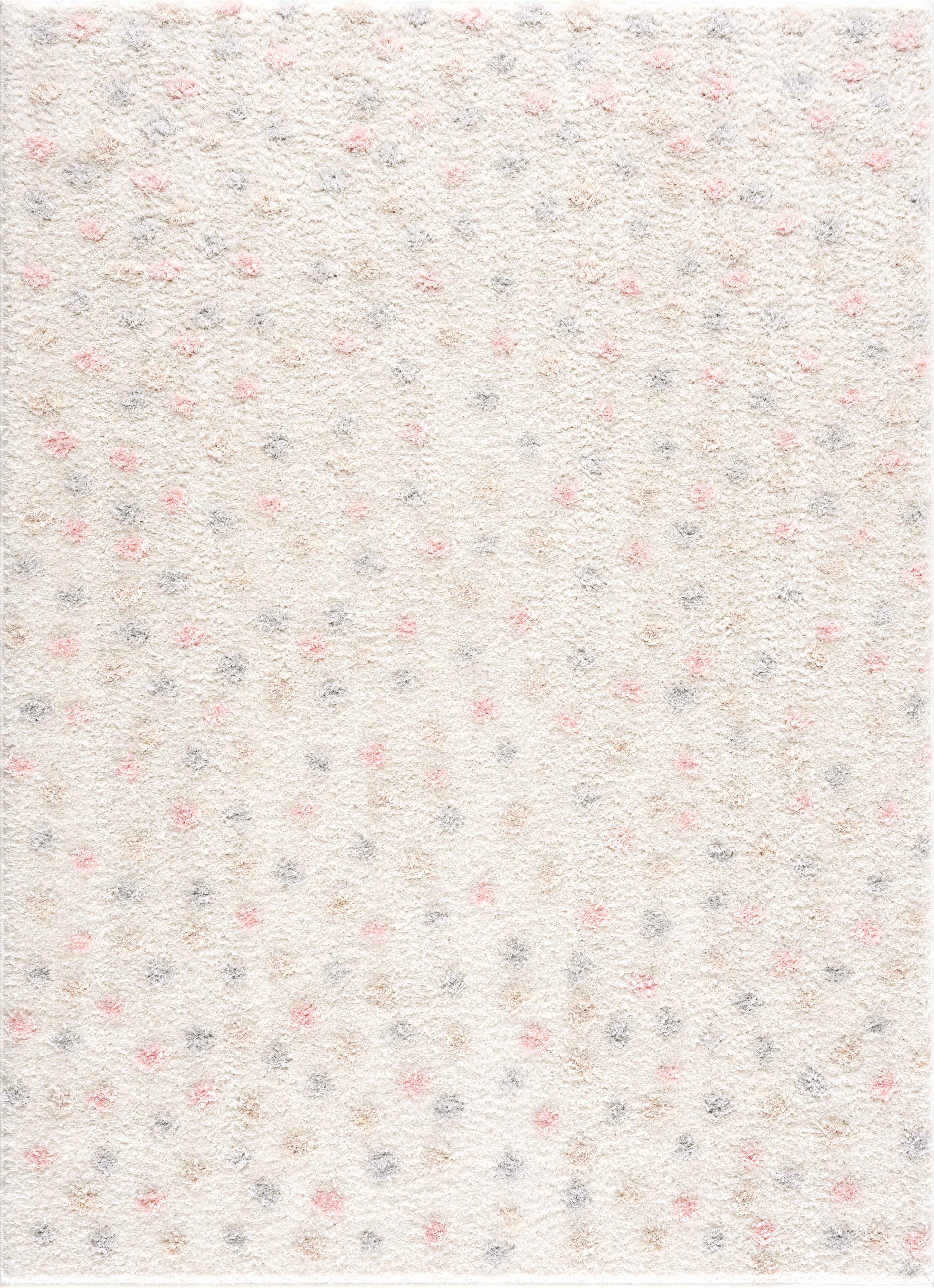 Cansu Pink & Cream Dotted Area Rug