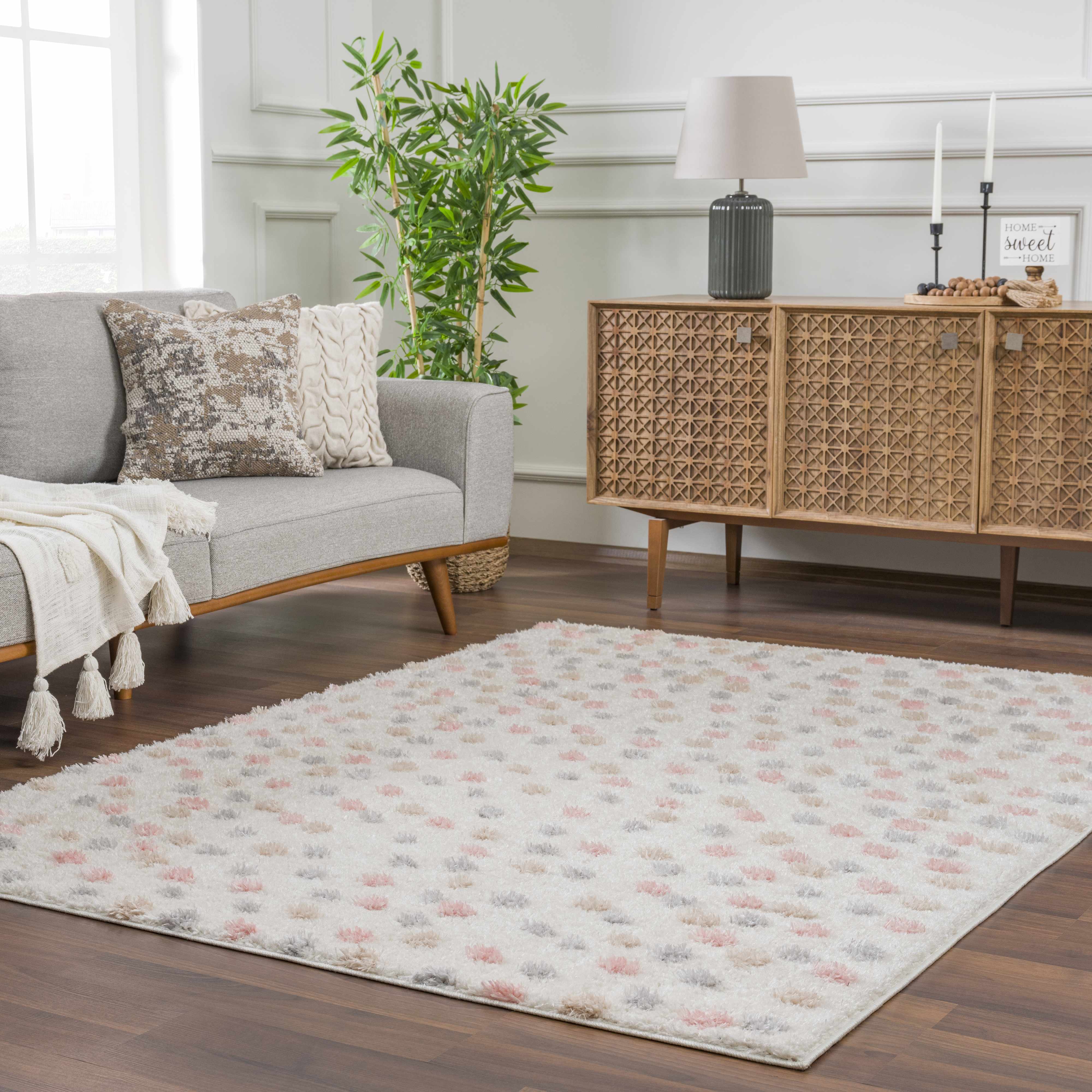 Cansu Area Rug  Plush Pile, Machine Woven, Contemporary Design