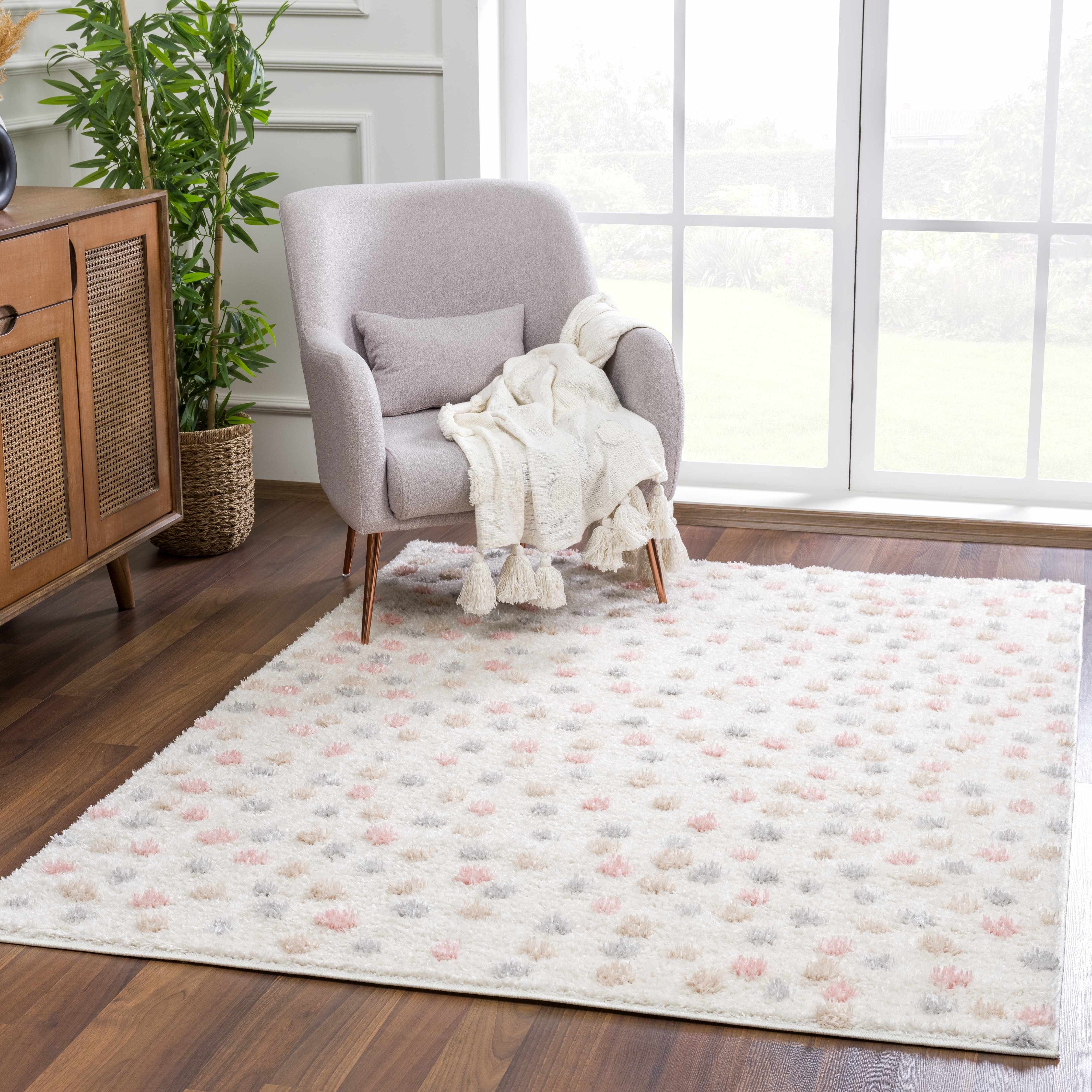 Cansu Area Rug  Plush Pile, Machine Woven, Contemporary Design