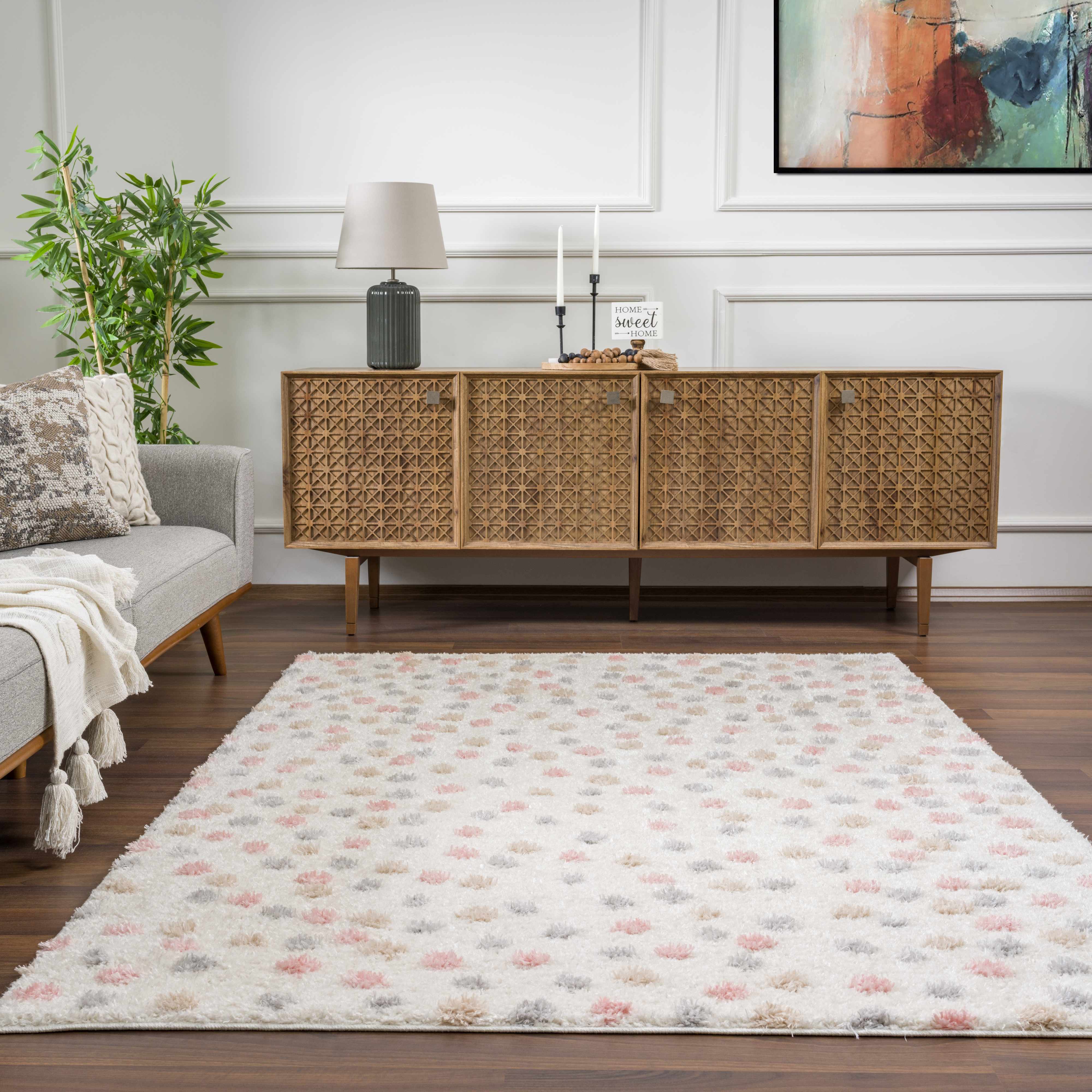 Cansu Area Rug  Plush Pile, Machine Woven, Contemporary Design