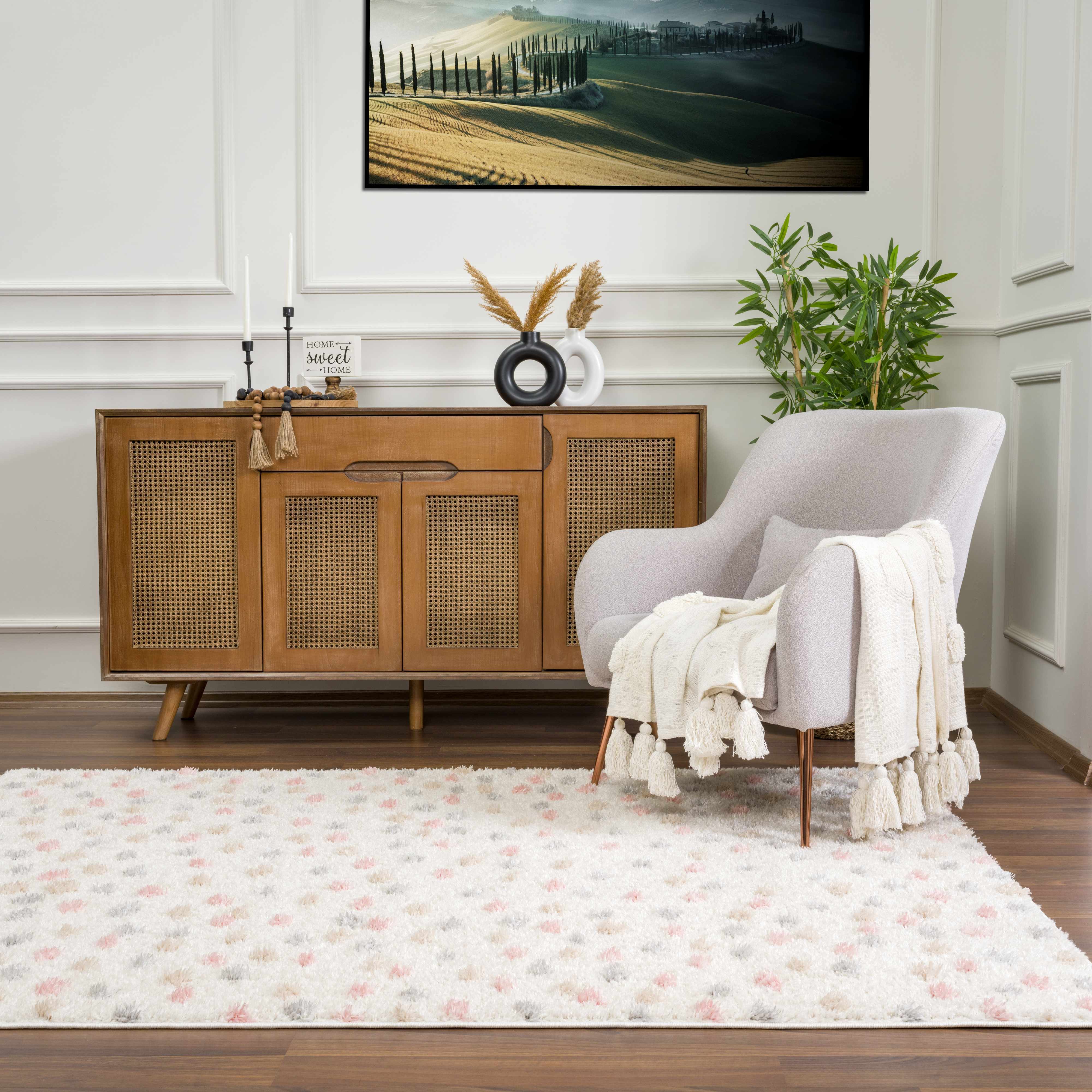 Cansu Area Rug  Plush Pile, Machine Woven, Contemporary Design