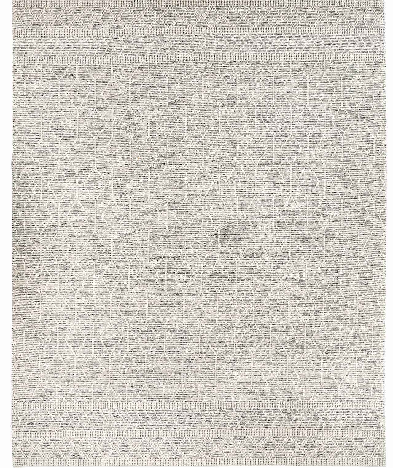 Cora Area Rug Hand Woven 65% Wool Black White Bohemian Style