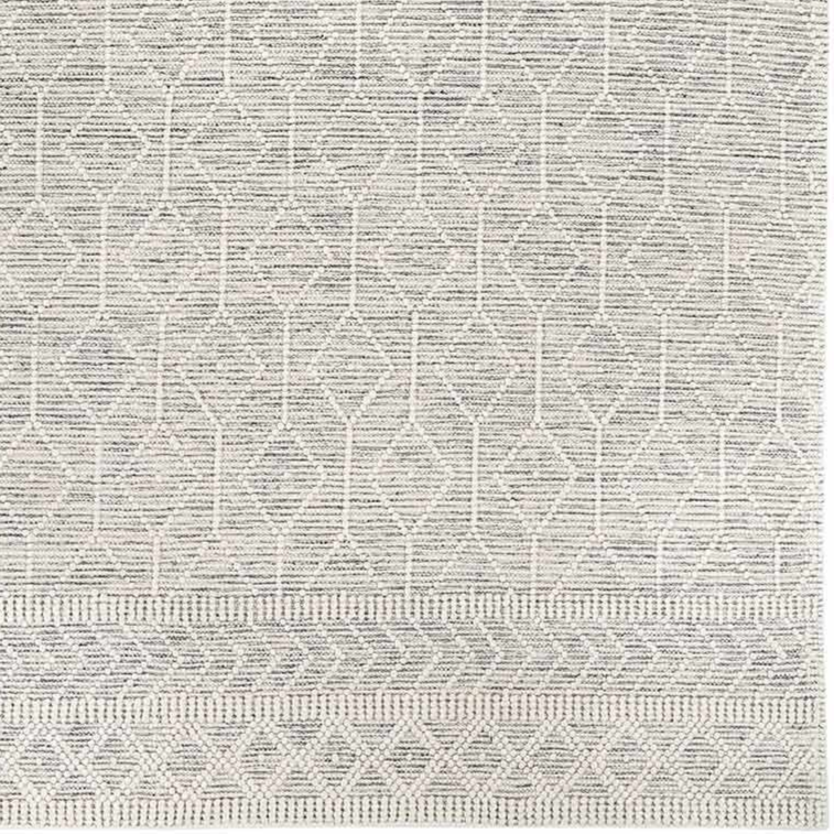 Cora Area Rug Hand Woven 65% Wool Black White Bohemian Style