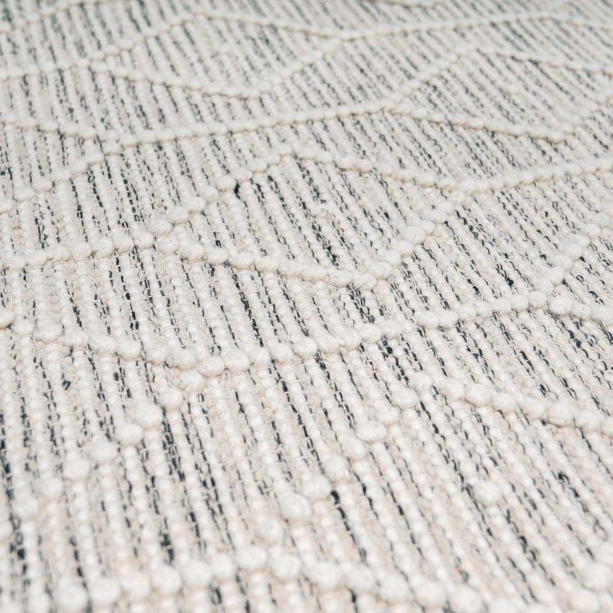 Cora Area Rug Hand Woven 65% Wool Black White Bohemian Style
