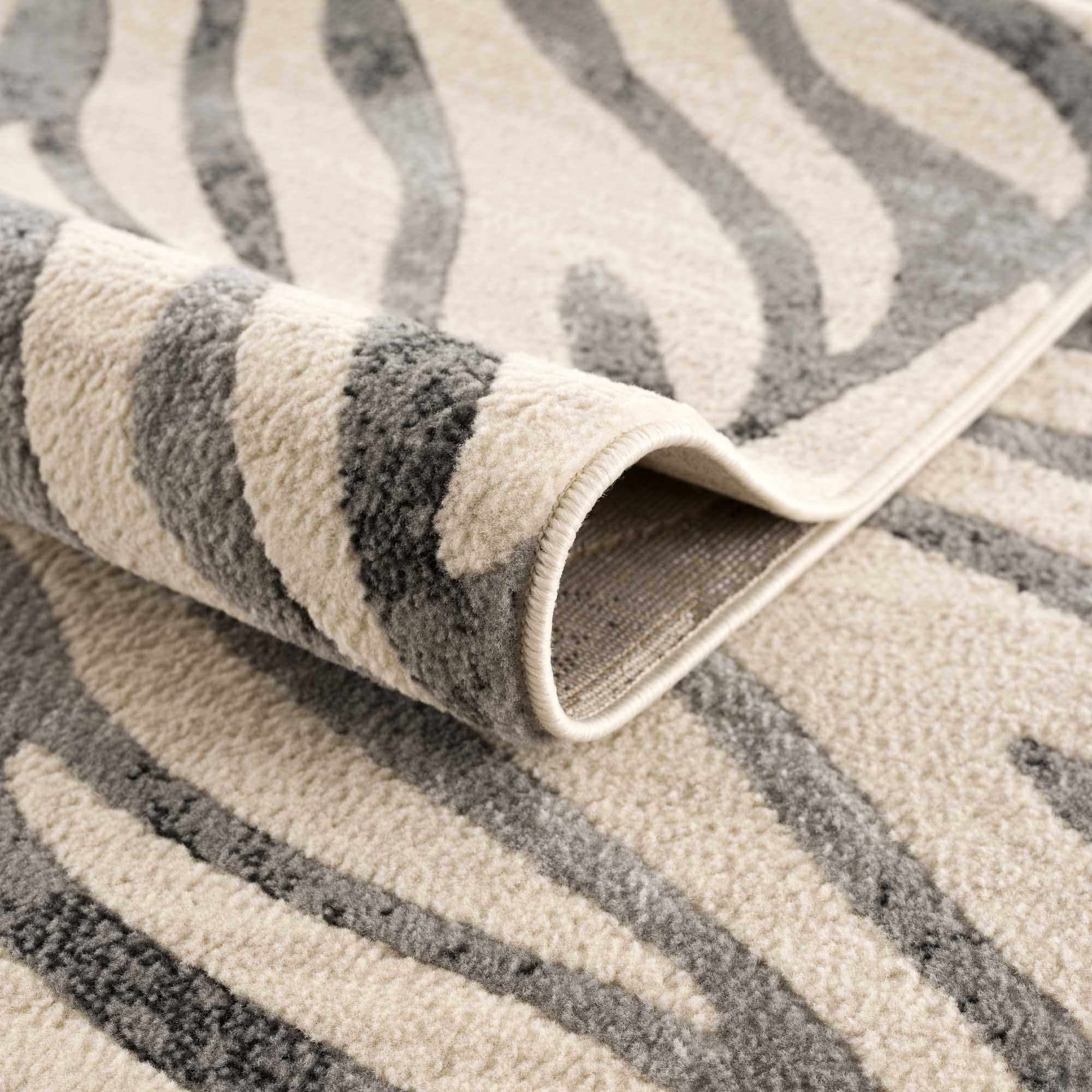 Elysian Zebra Print Area Rug  Machine Woven  Medium Pile  Gray