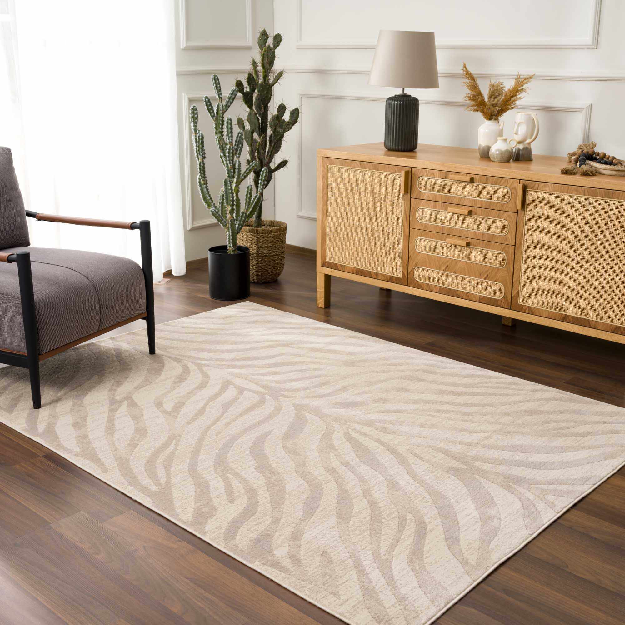 Bela Zebra Print Area Rug  Machine Woven  100% Polypropylene