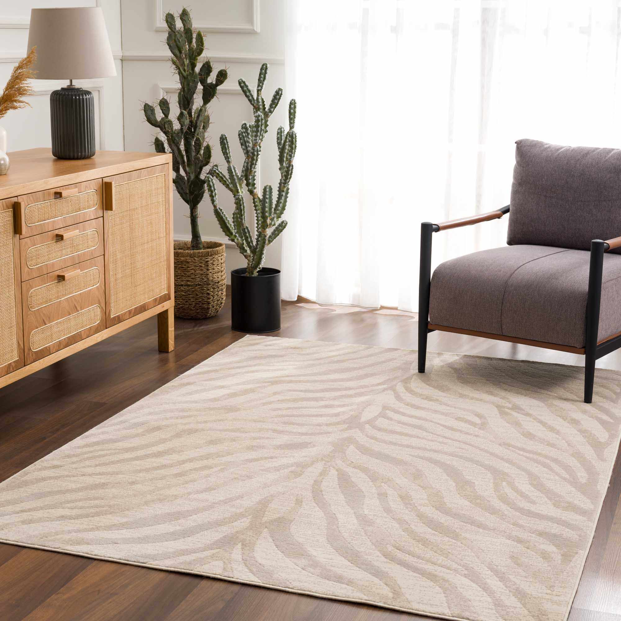Bela Zebra Print Area Rug  Machine Woven  100% Polypropylene