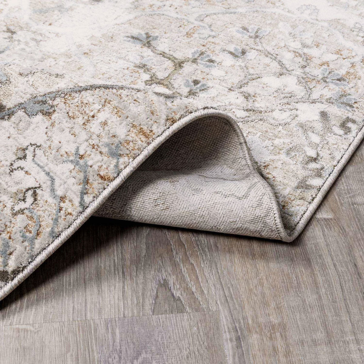 Bela Oushak Rug  Machine Woven  Medium Pile  Gray Olive Taupe Beige
