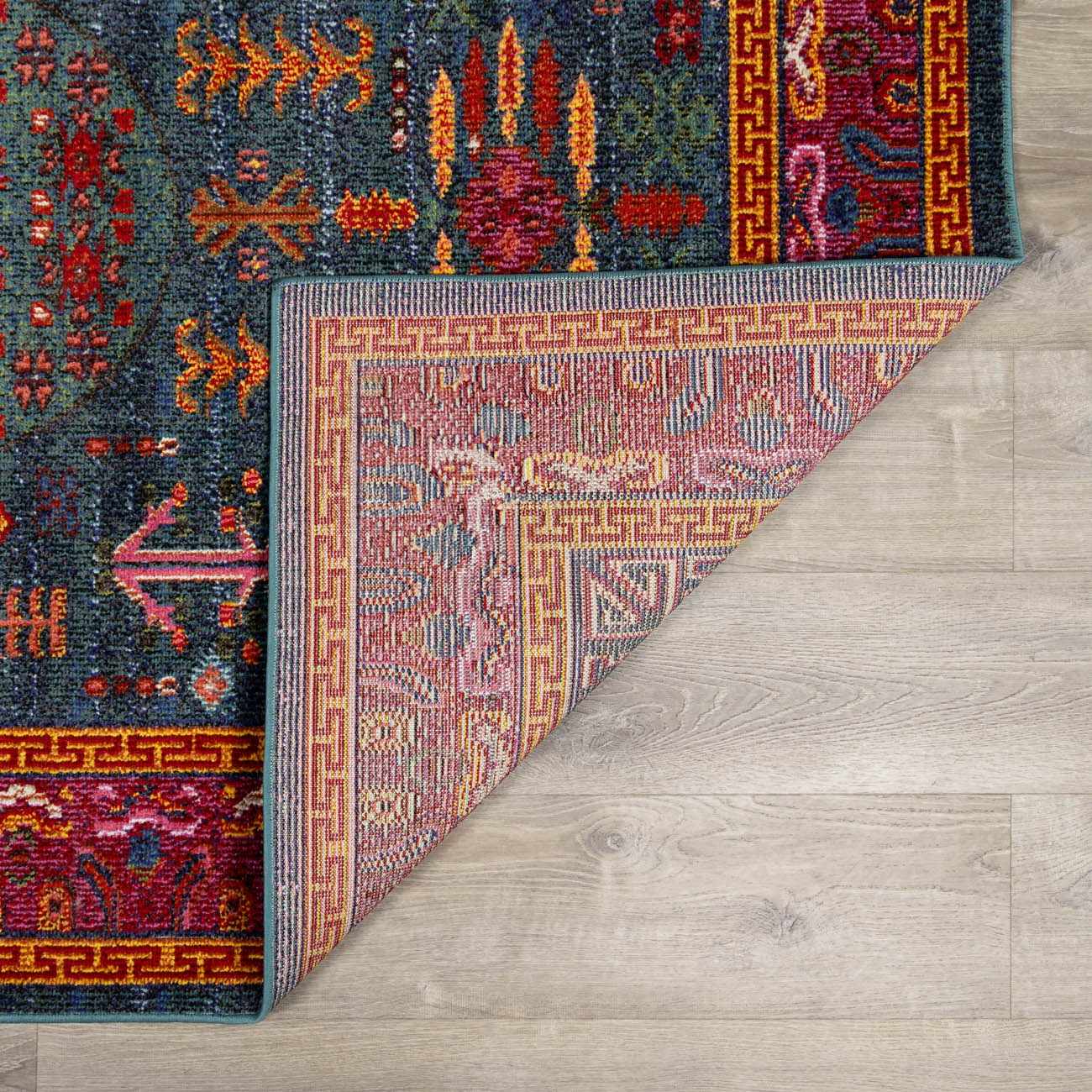 Cypress Area Rug  Traditional Machine Woven  Teal & Navy