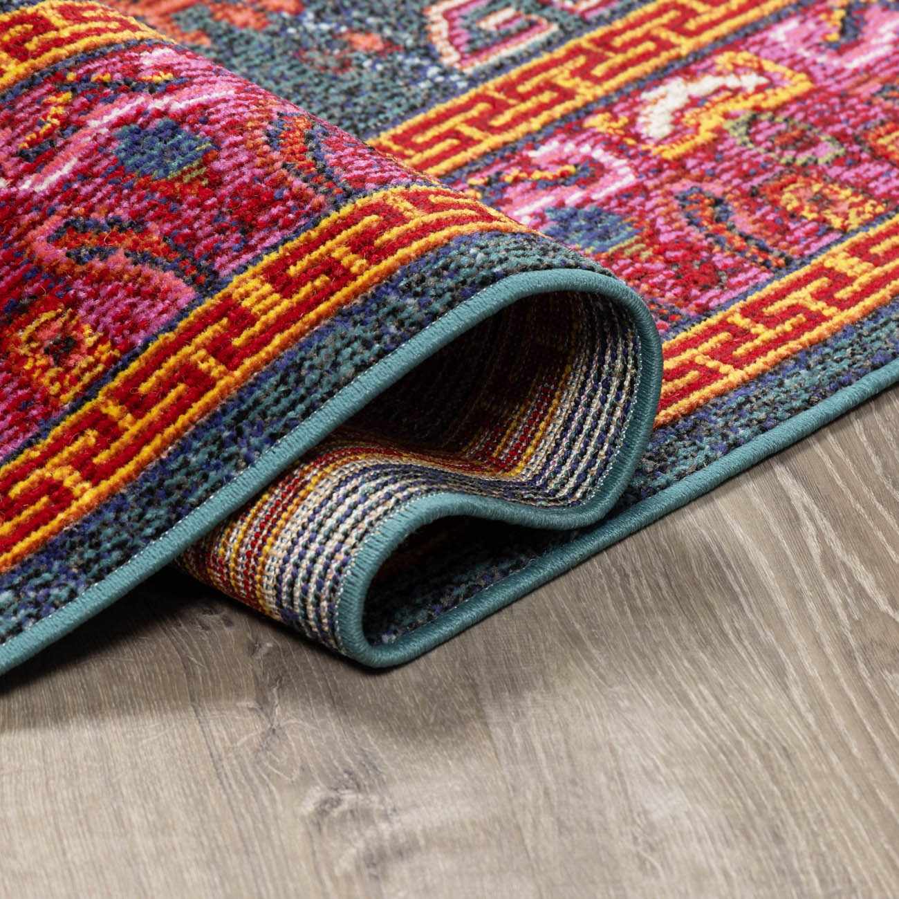 Cypress Area Rug  Traditional Machine Woven  Teal & Navy
