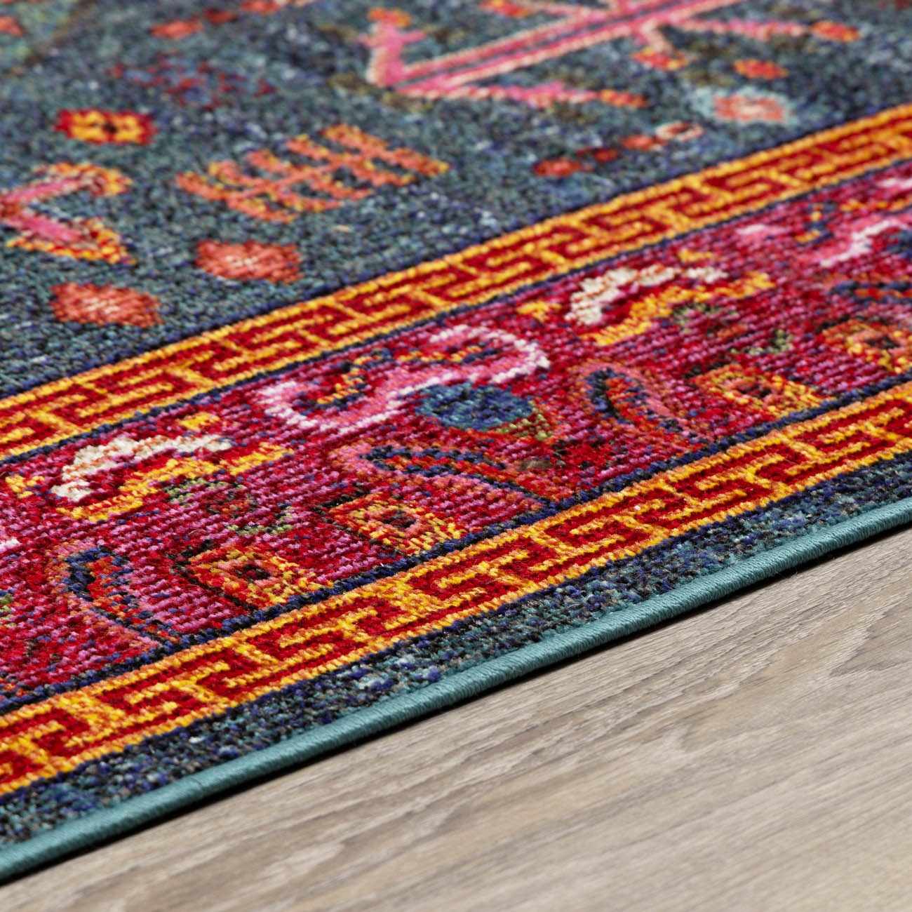 Cypress Area Rug  Traditional Machine Woven  Teal & Navy