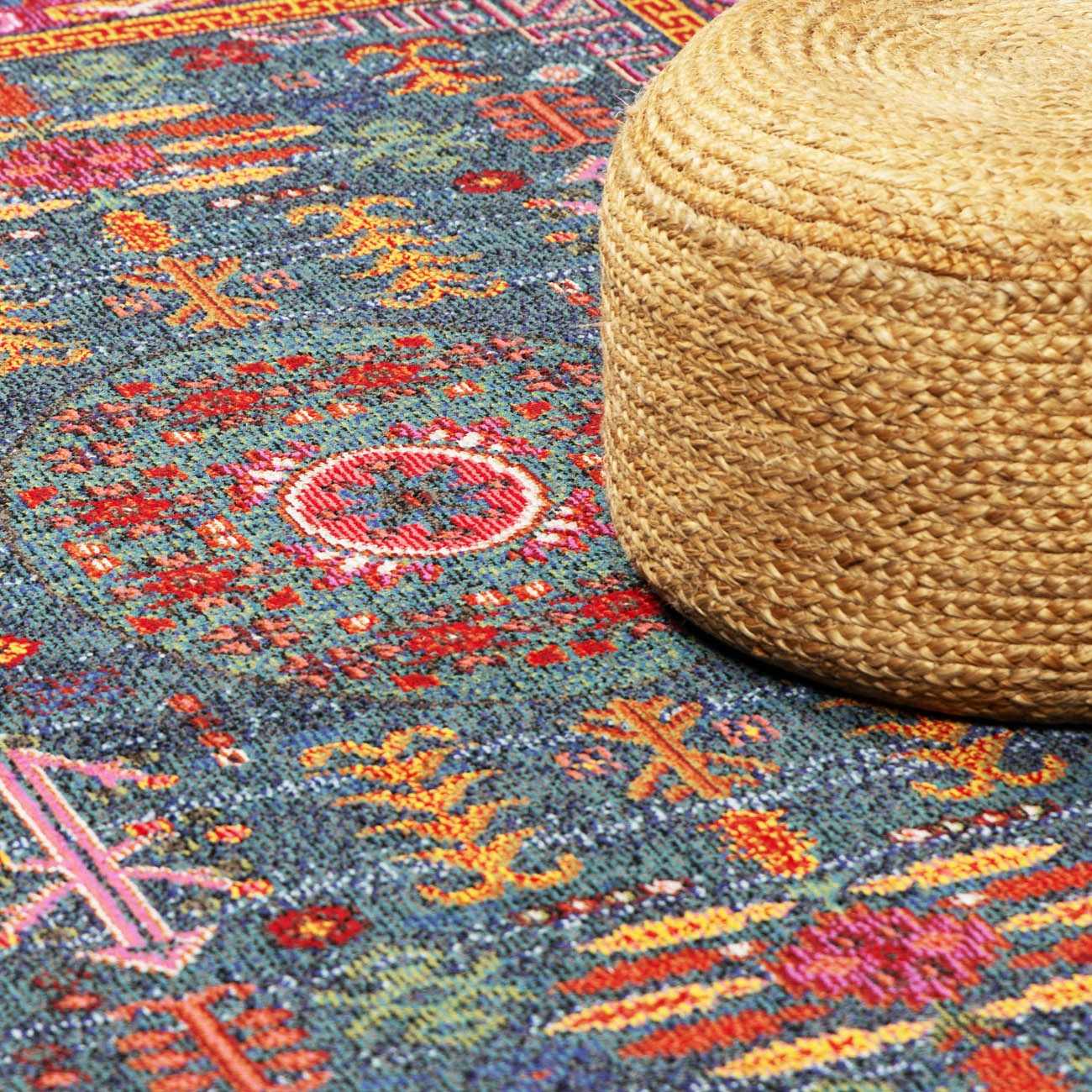 Cypress Area Rug  Traditional Machine Woven  Teal & Navy