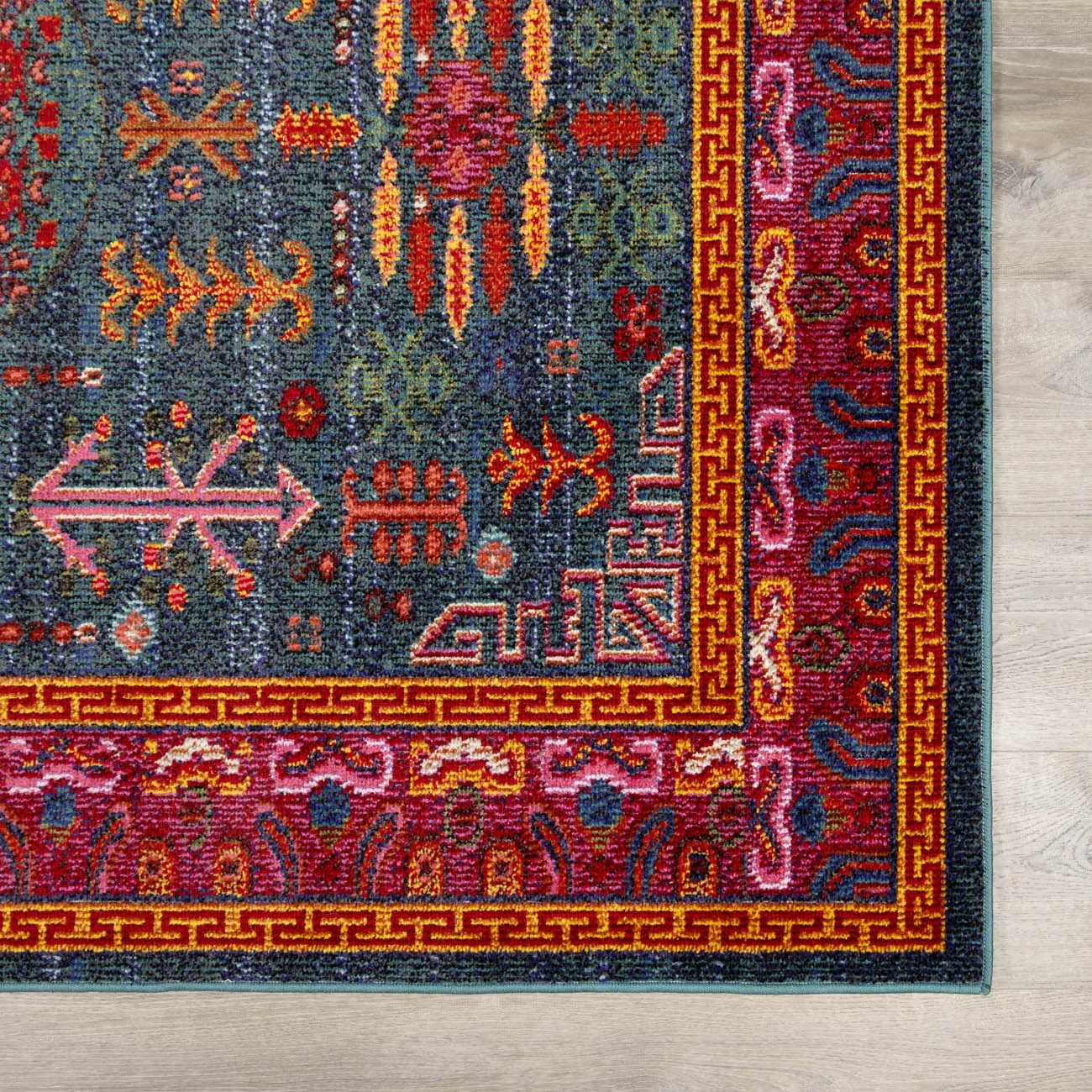 Cypress Area Rug  Traditional Machine Woven  Teal & Navy