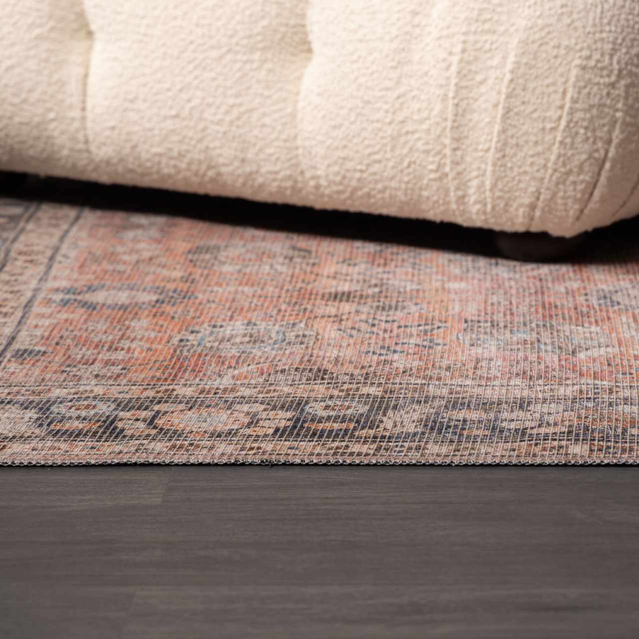 Brio Red Washable Rug Machine Woven Traditional Style