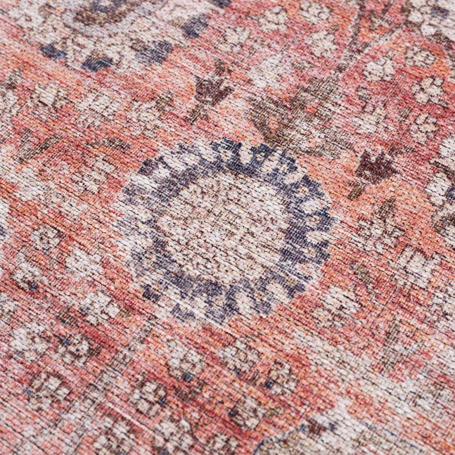 Brio Red Washable Rug Machine Woven Traditional Style