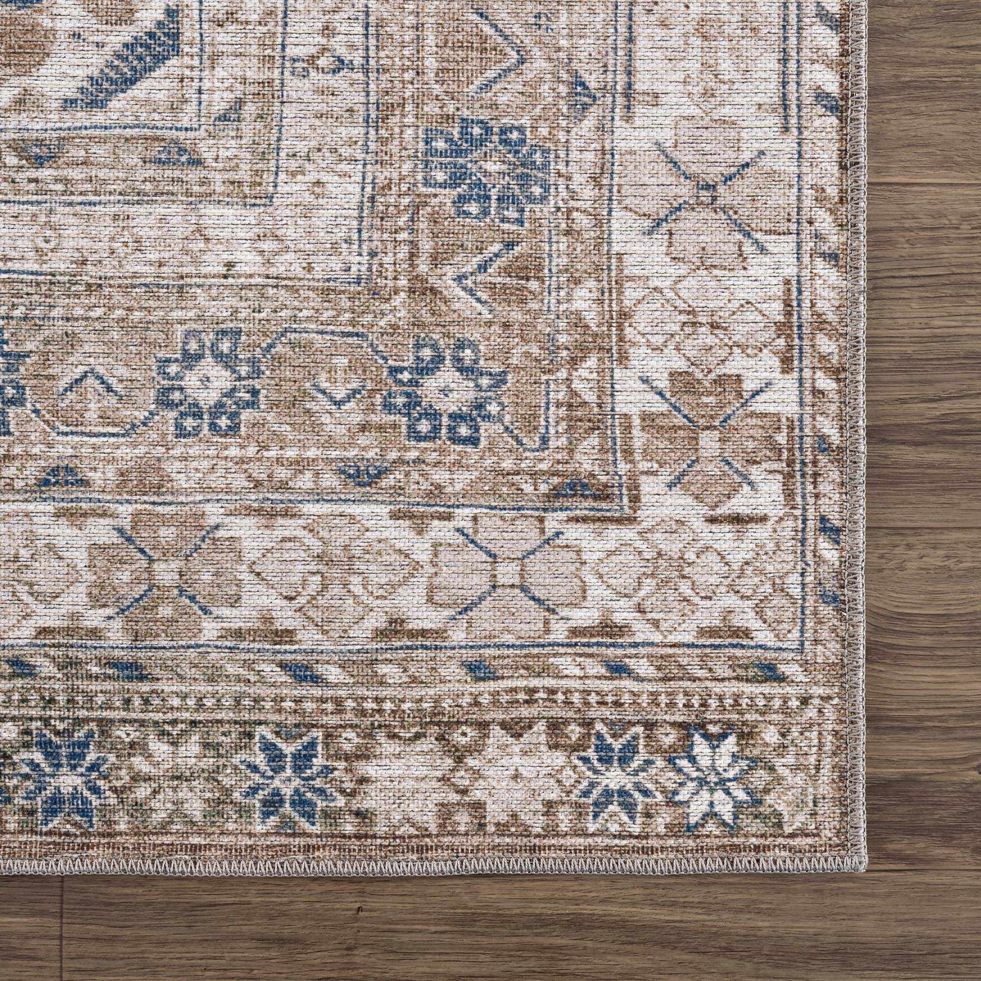 Bela Washable Rug  Cream Chenille-Polyester, Traditional Style