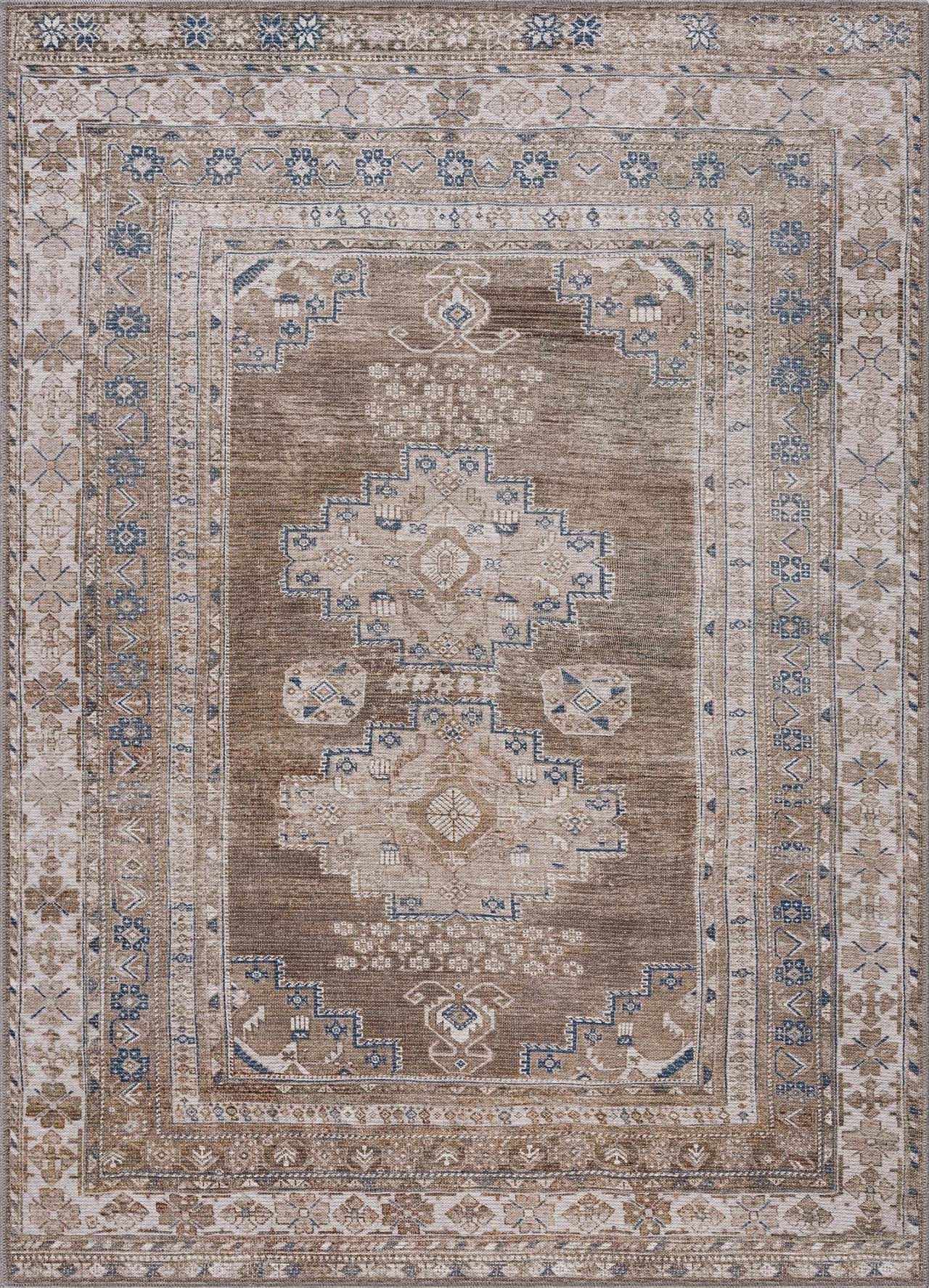 Bela Washable Rug  Cream Chenille-Polyester, Traditional Style