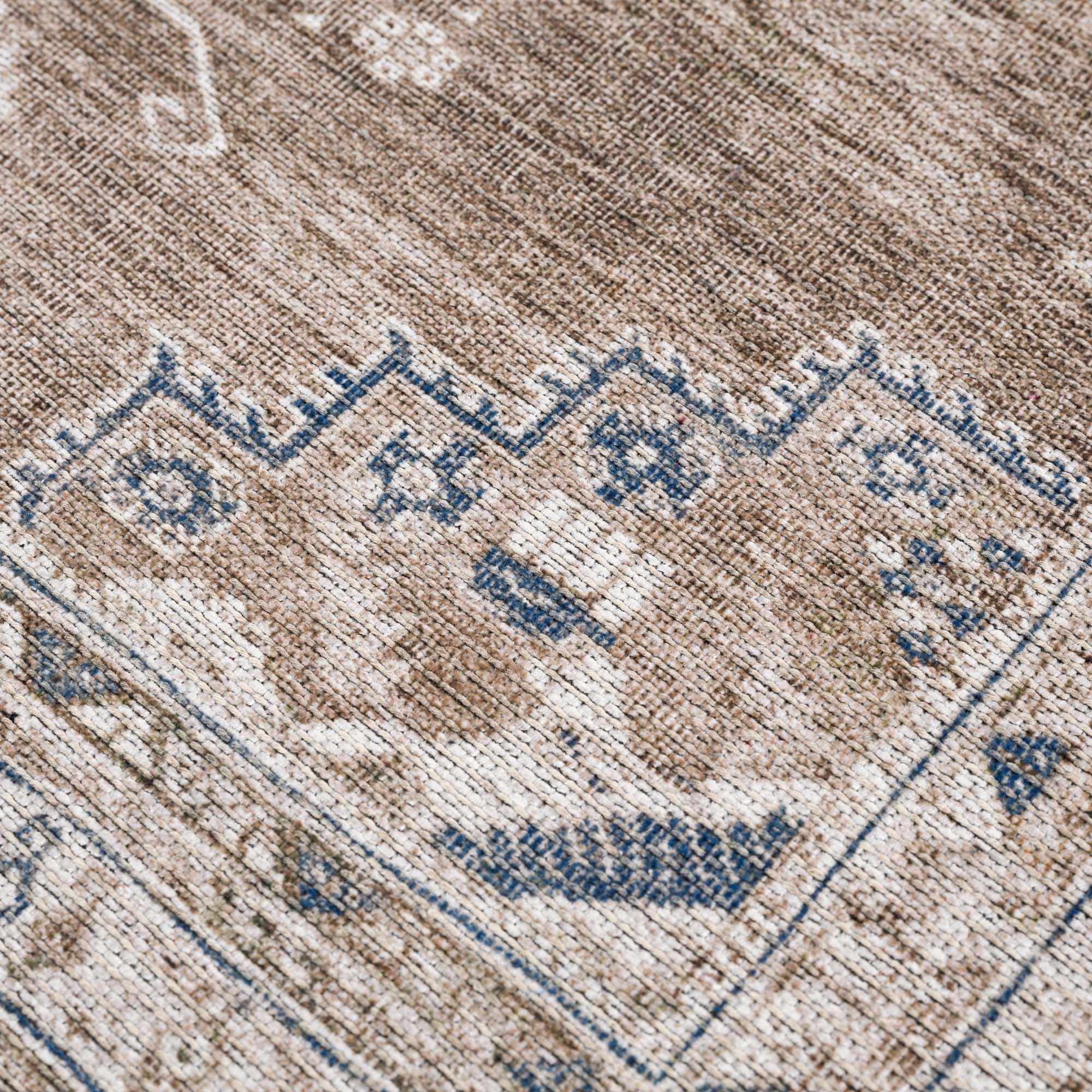 Bela Washable Rug  Cream Chenille-Polyester, Traditional Style