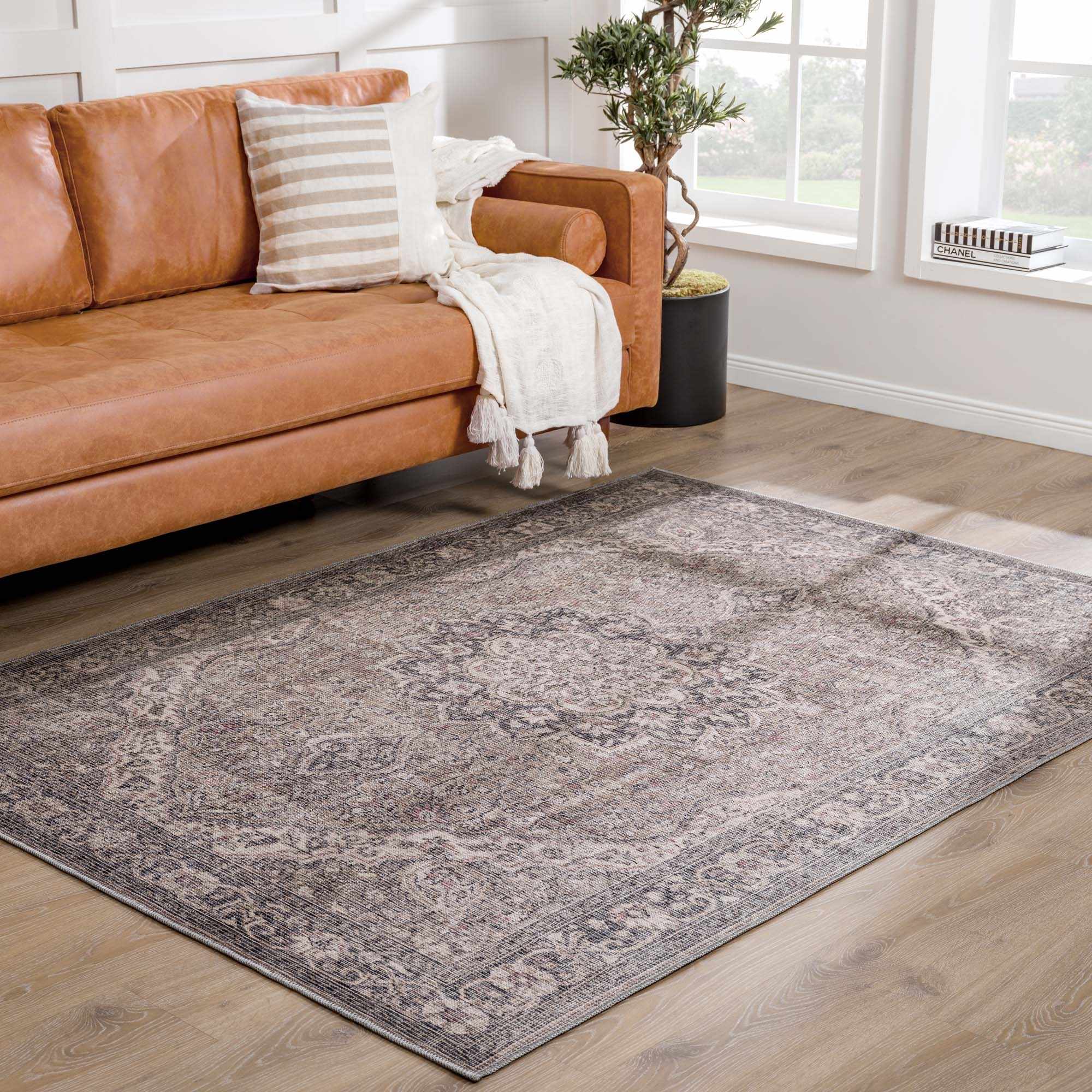 Blythe Washable Rug  Machine Woven  Traditional Style  Dusty Blue