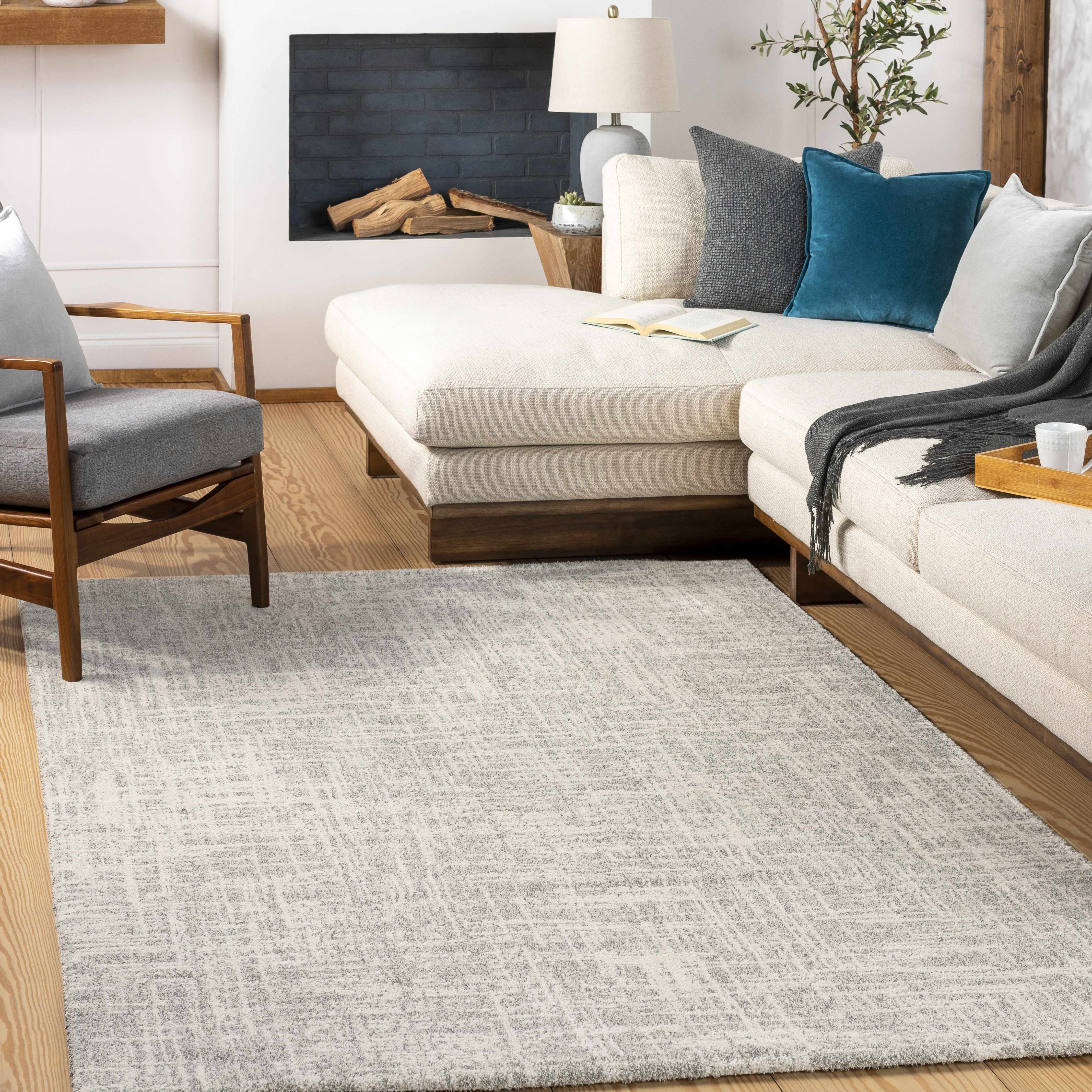 Bello Cowbridge Area Rug  High Pile, Machine Woven, Cream